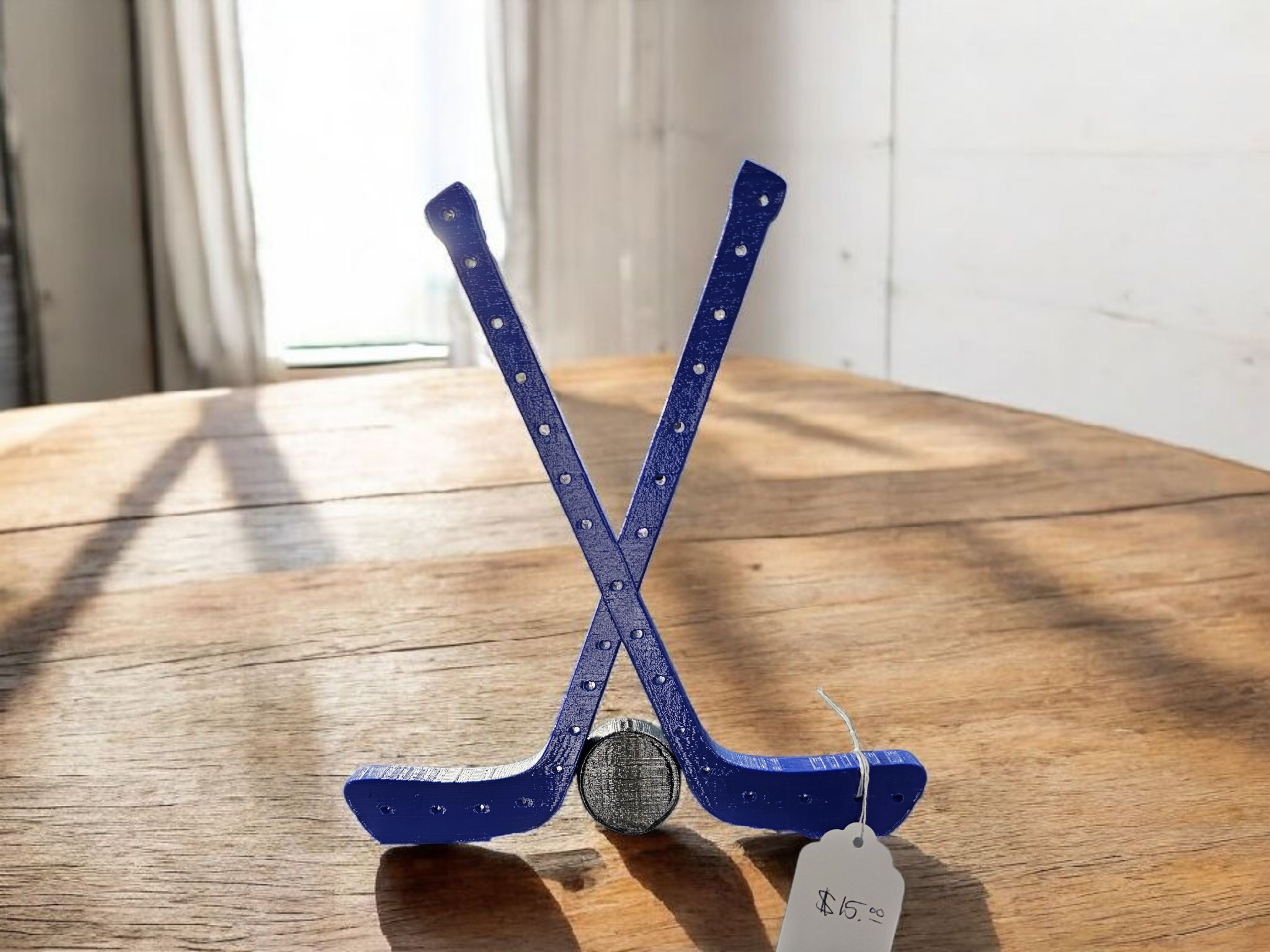 3D Blue Hockey Earring Holder