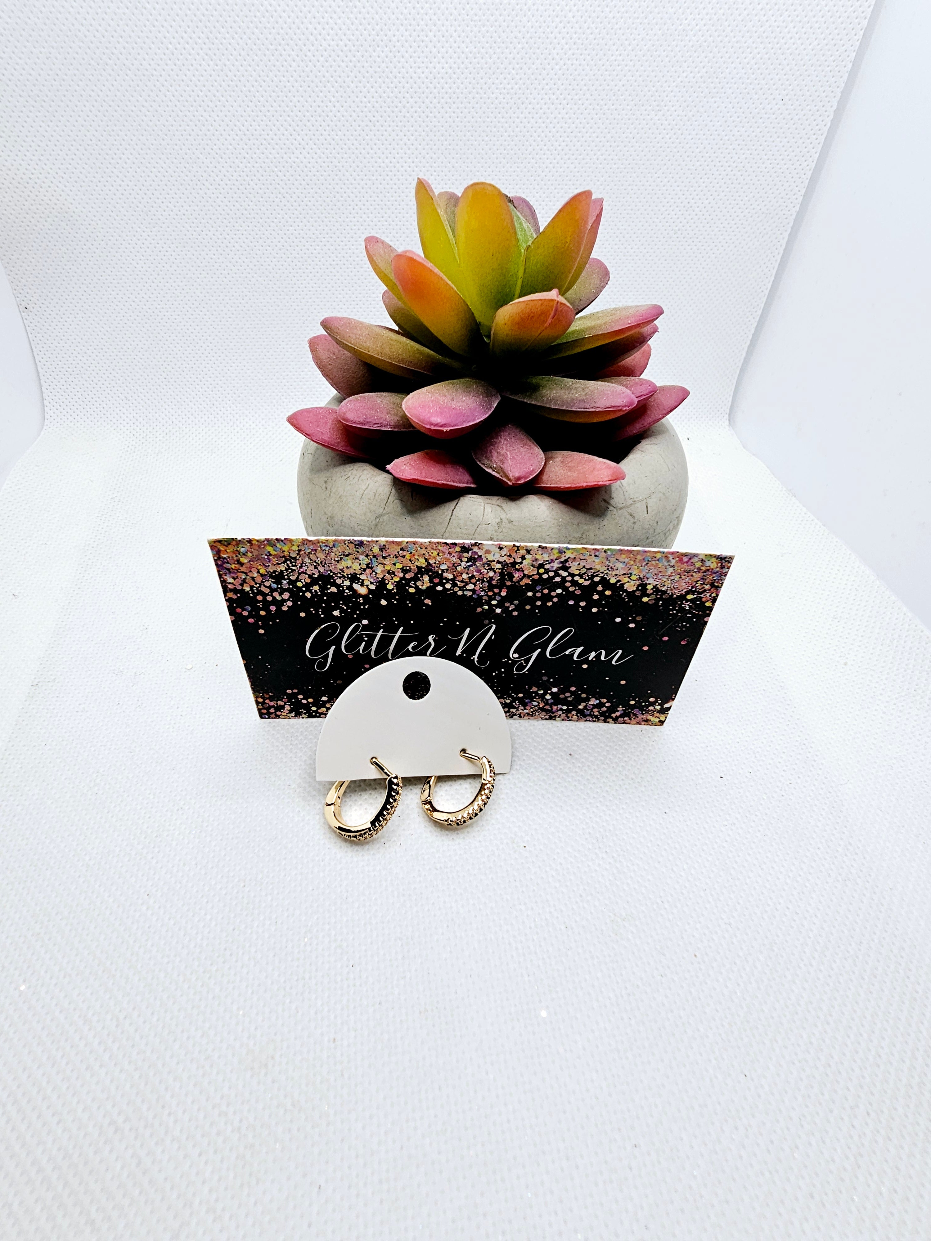 2556 Gold and Black Hoop Earrings