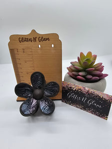 2638 Embosed Metallic Floral Leather Flower Hair Claw Clip