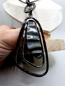 2587 Gunmetal And Silver Long Sweater Necklace