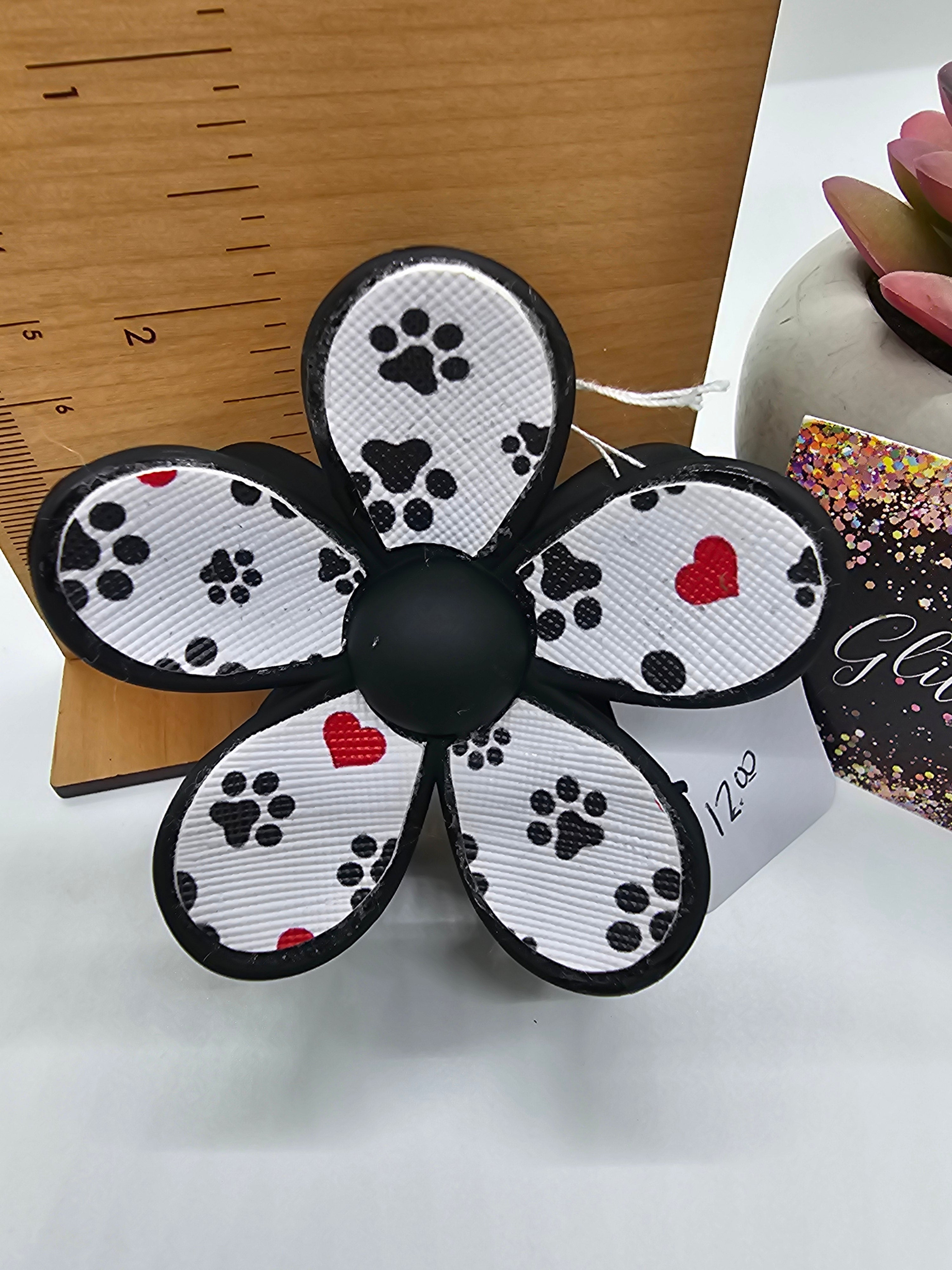 2614 Paw Print Leather Hair Claw Clip