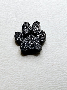 2528 Black Sparkly Paw Stud Earrings