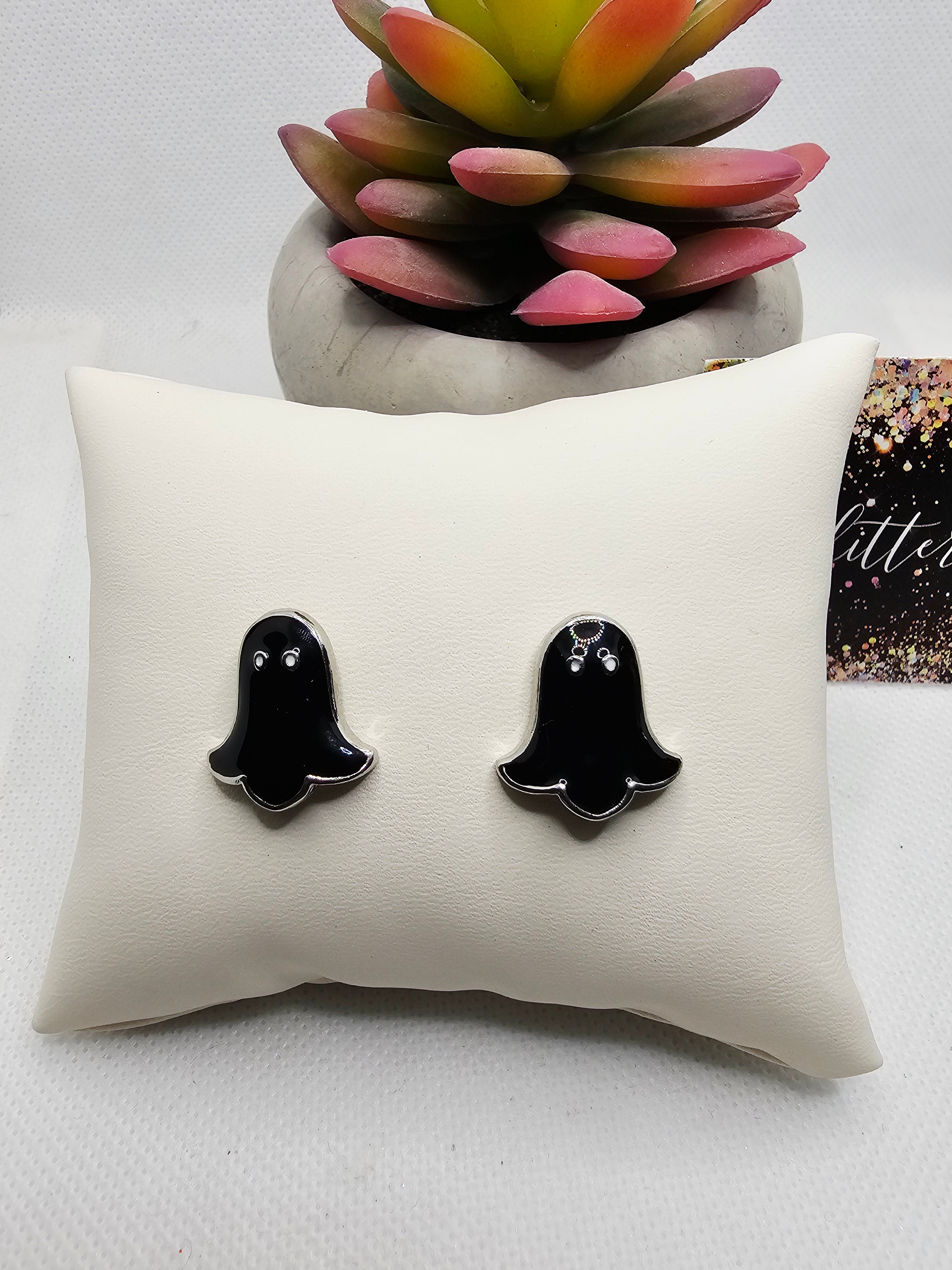 2693 Black Ghost Stud Earrings