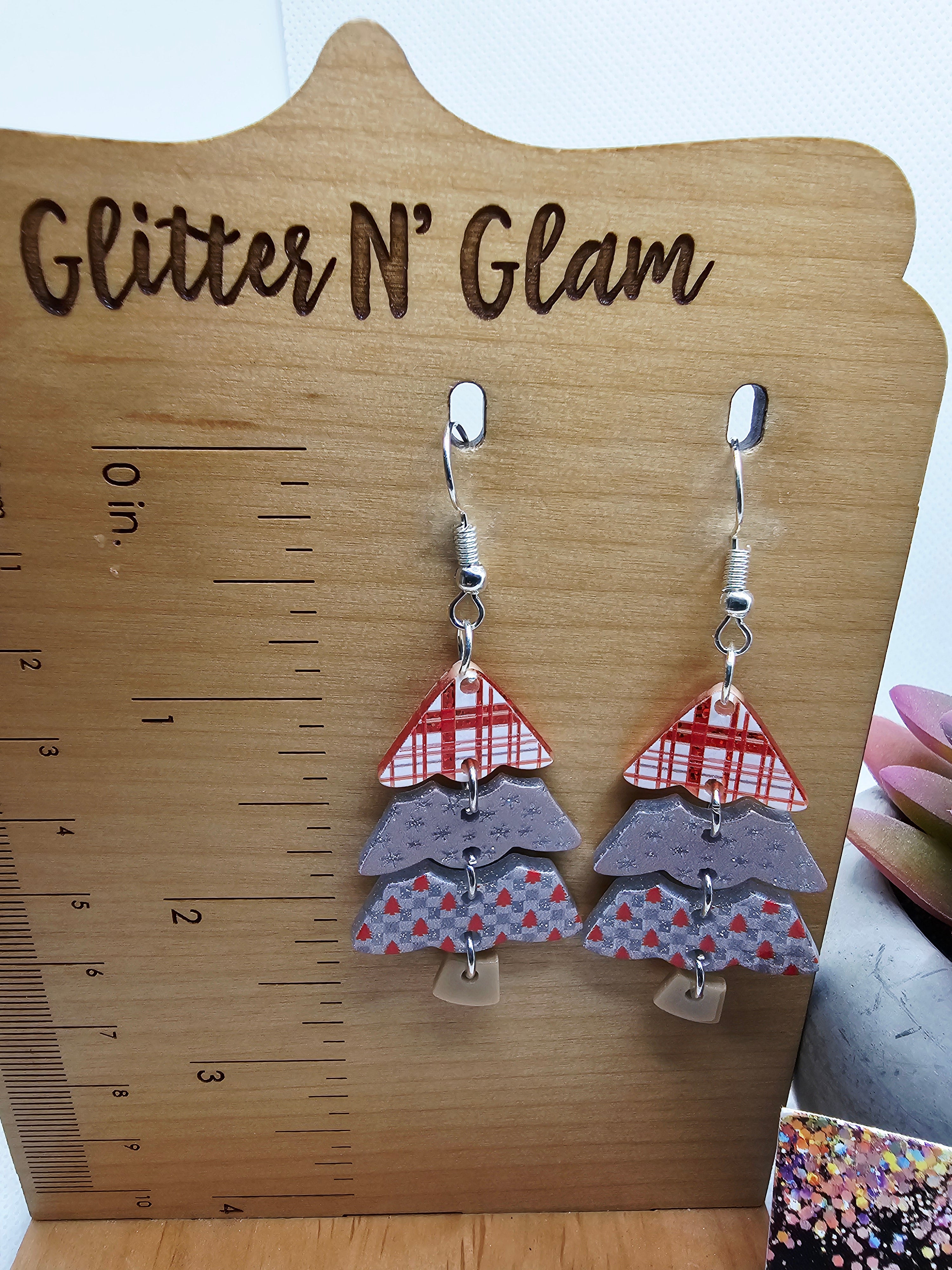 2712 Resin Holiday Tree Dangle Earrings