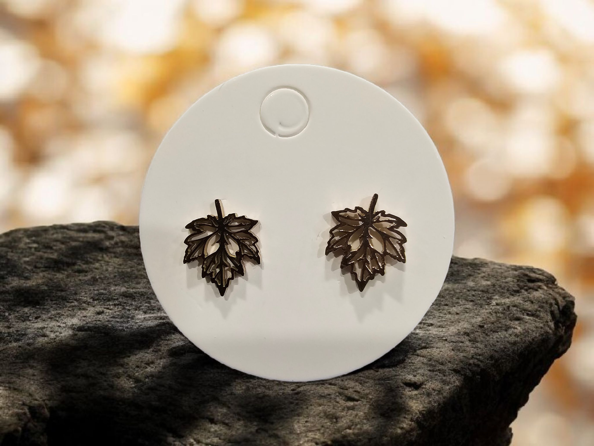 2774 Rosegold Leaf Stud Earrings
