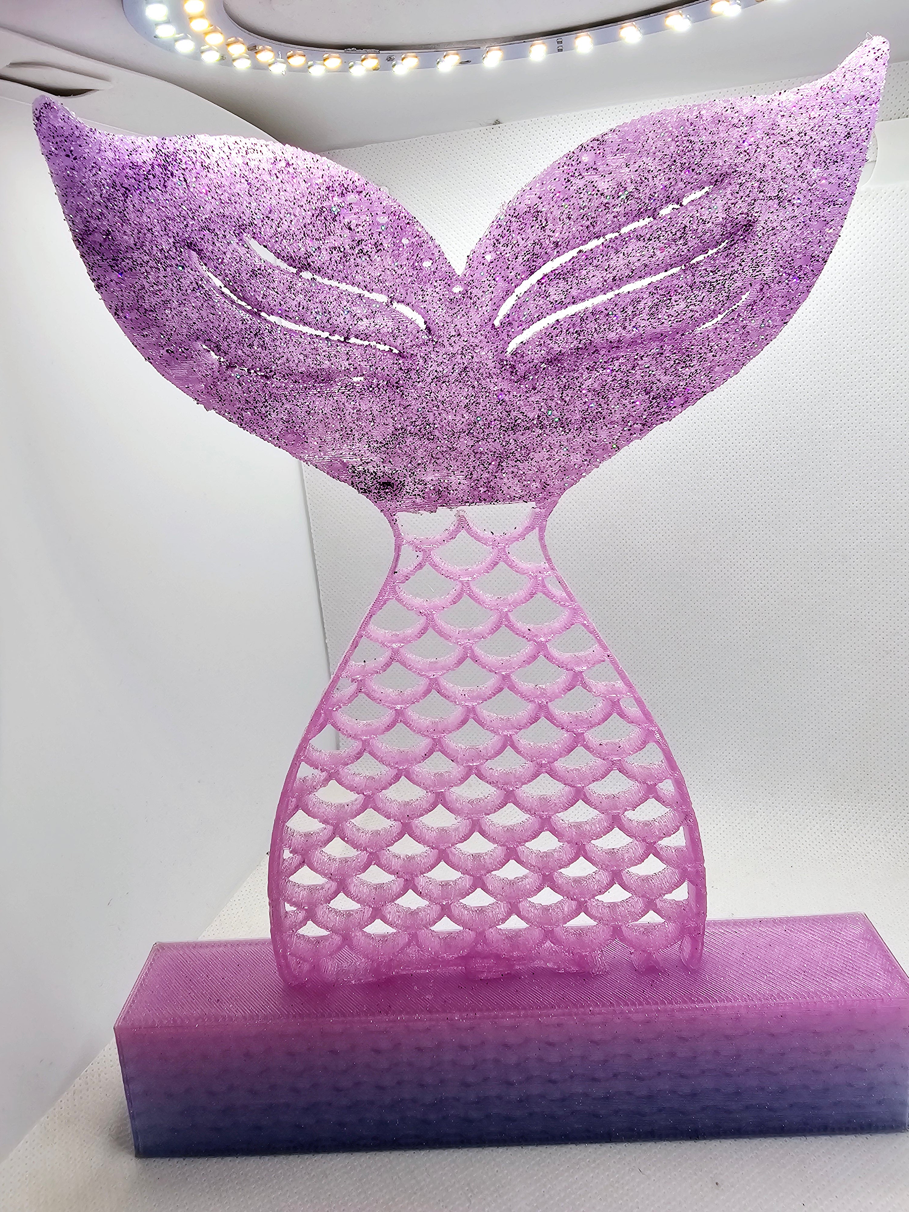 3D Mermaid Tail Earring Holder Pink and Purple