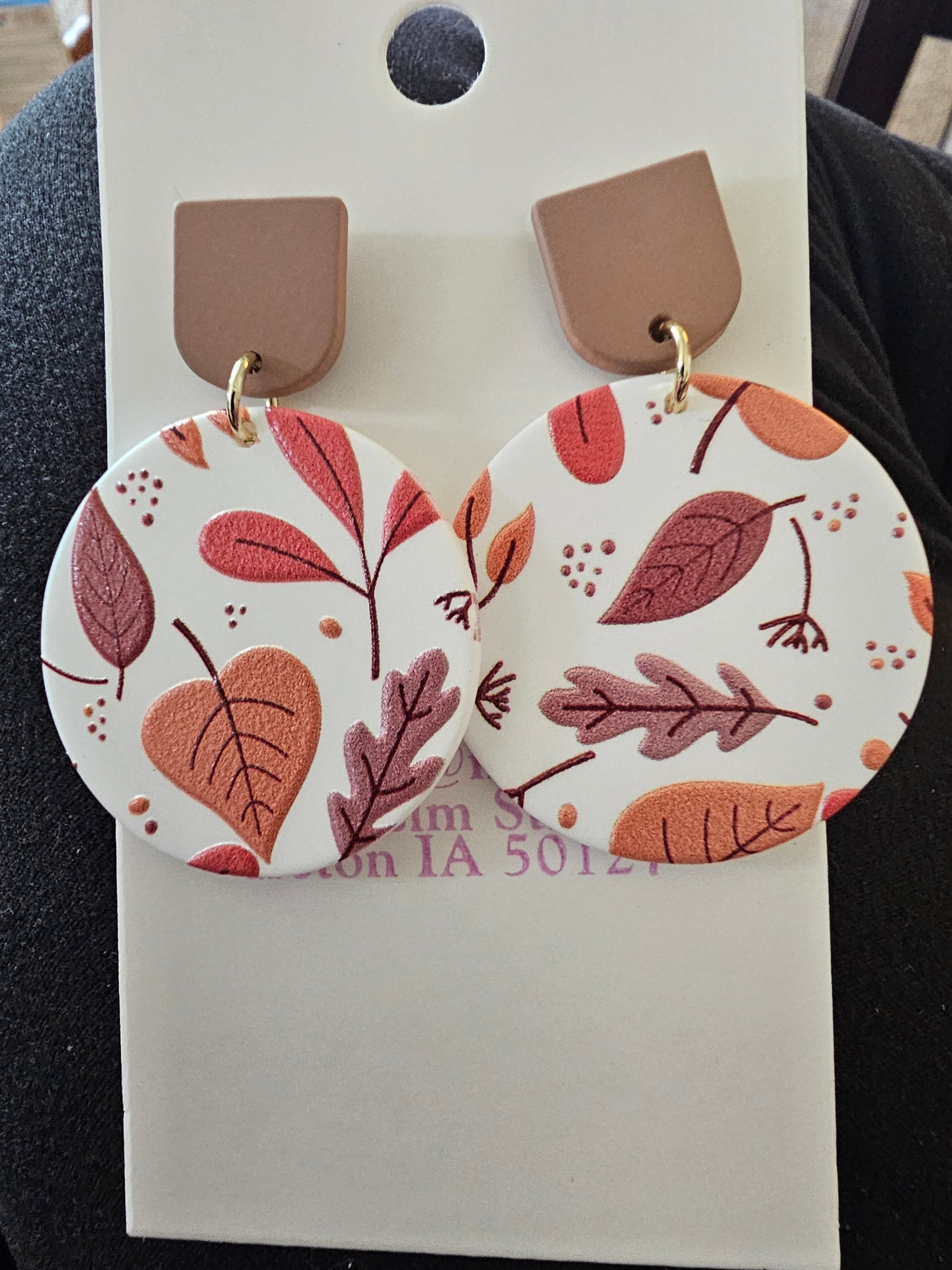2726 Polymer Clay Falling Leaves Dangle Earrings