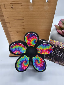 2634 Black Tie Dye Leather Hair Claw Clip