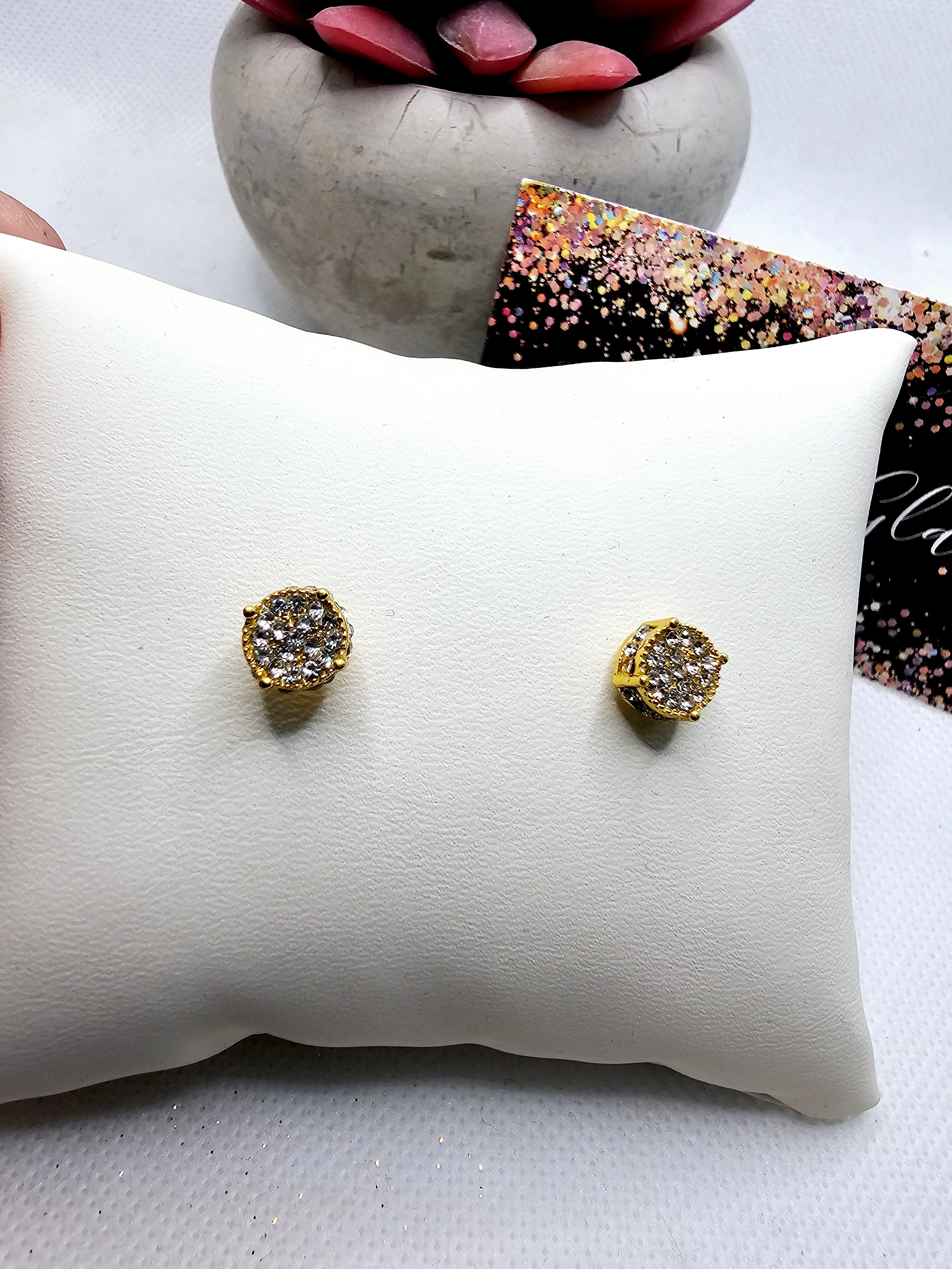 2590 Gold Bling Stud Earrings