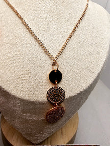 2581 Rosegold Long Sweater Necklace and Earring Set