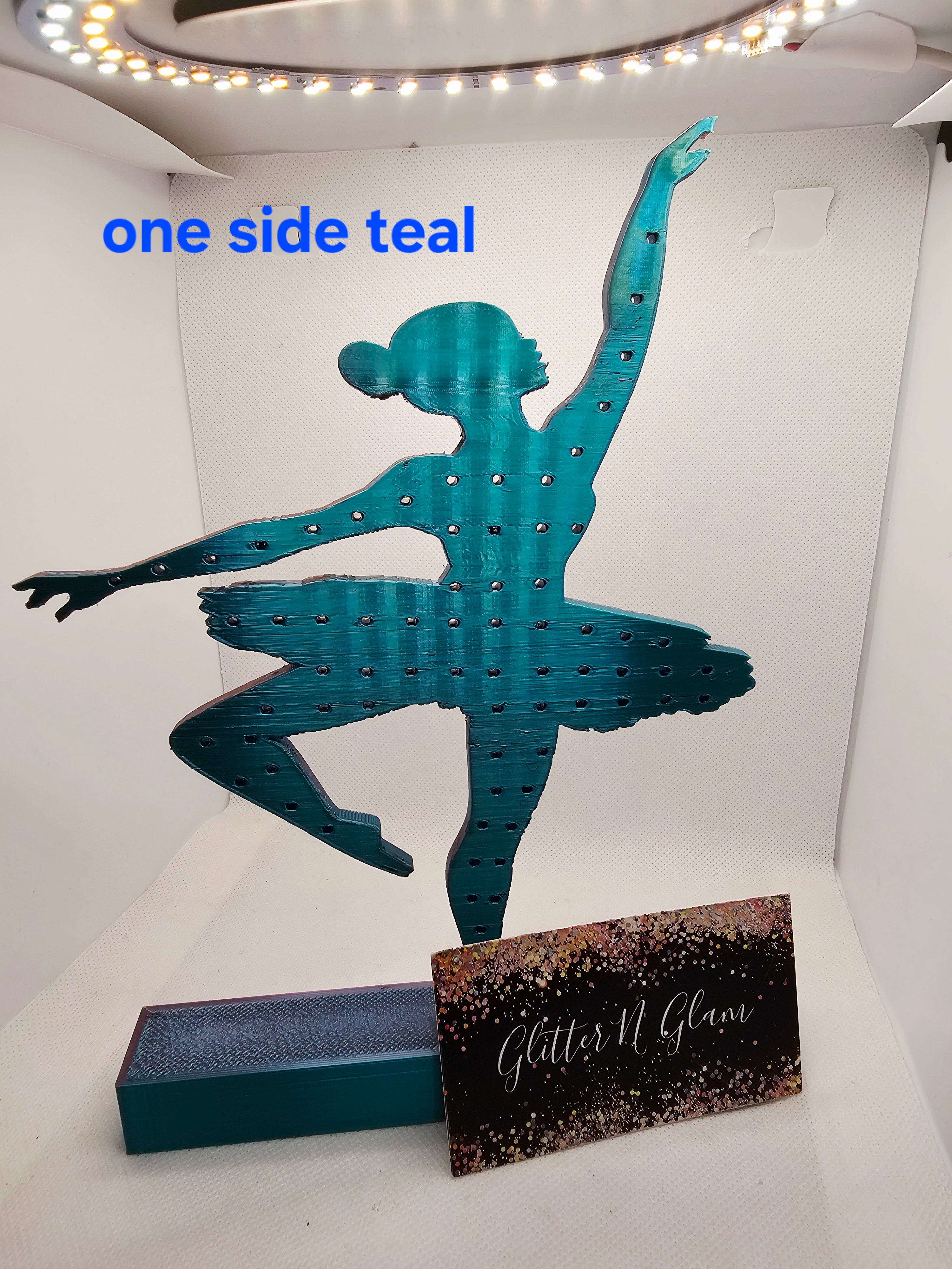 3D Coral/Teal Ballerina Earring Holder