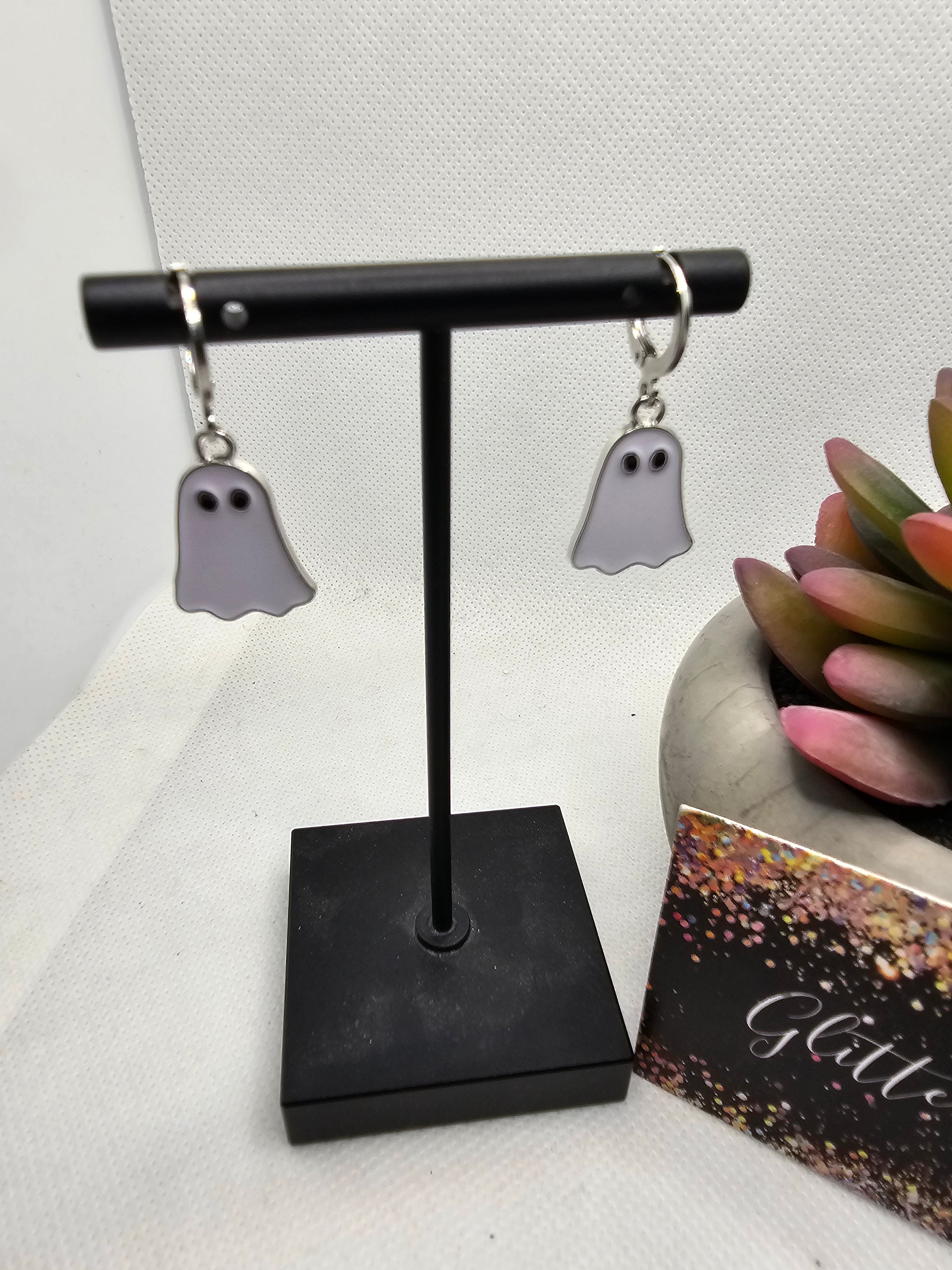 2680 White Ghost Dangle Earrings
