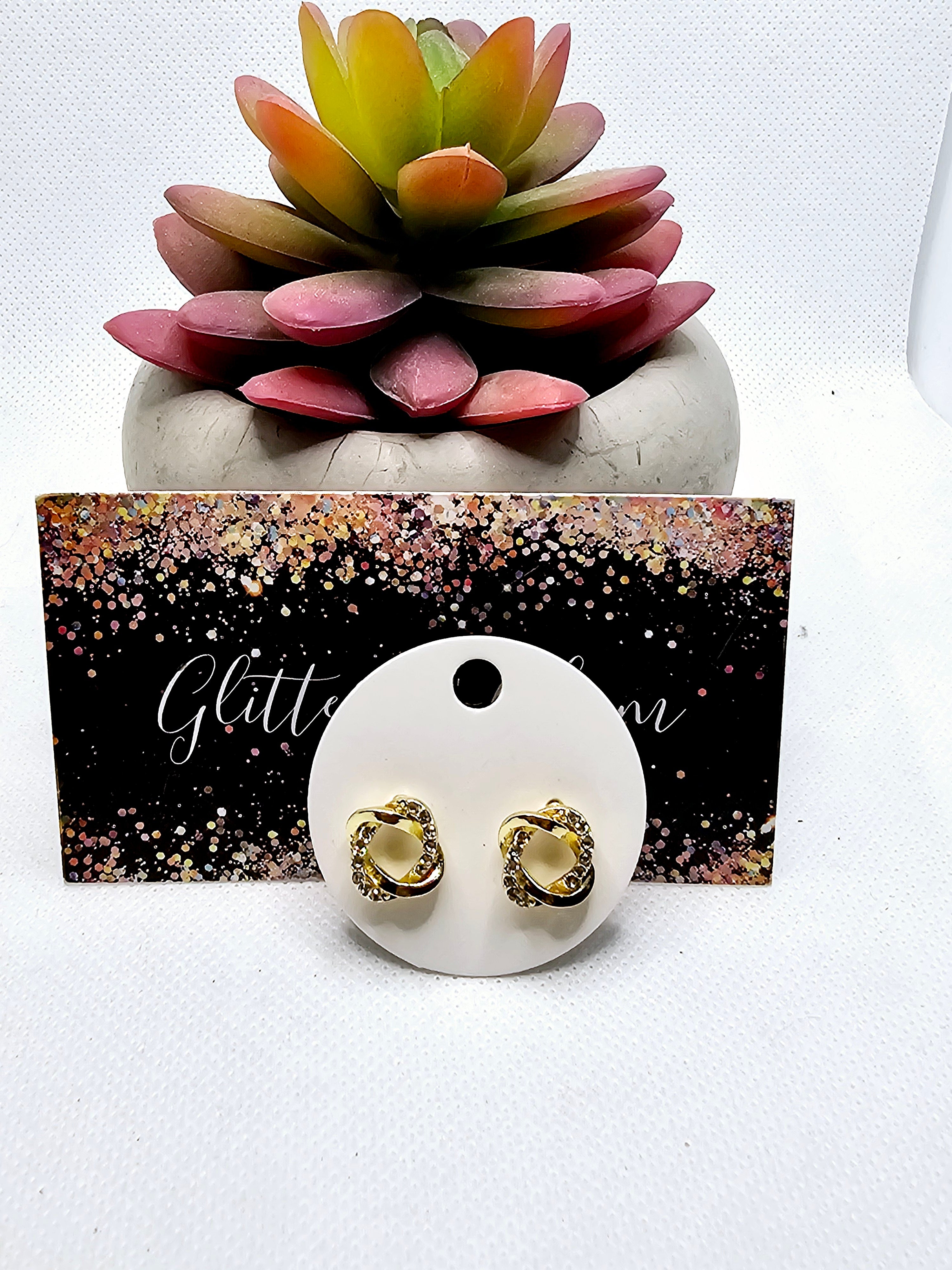 2564 Gold Twisted Stud Earrings