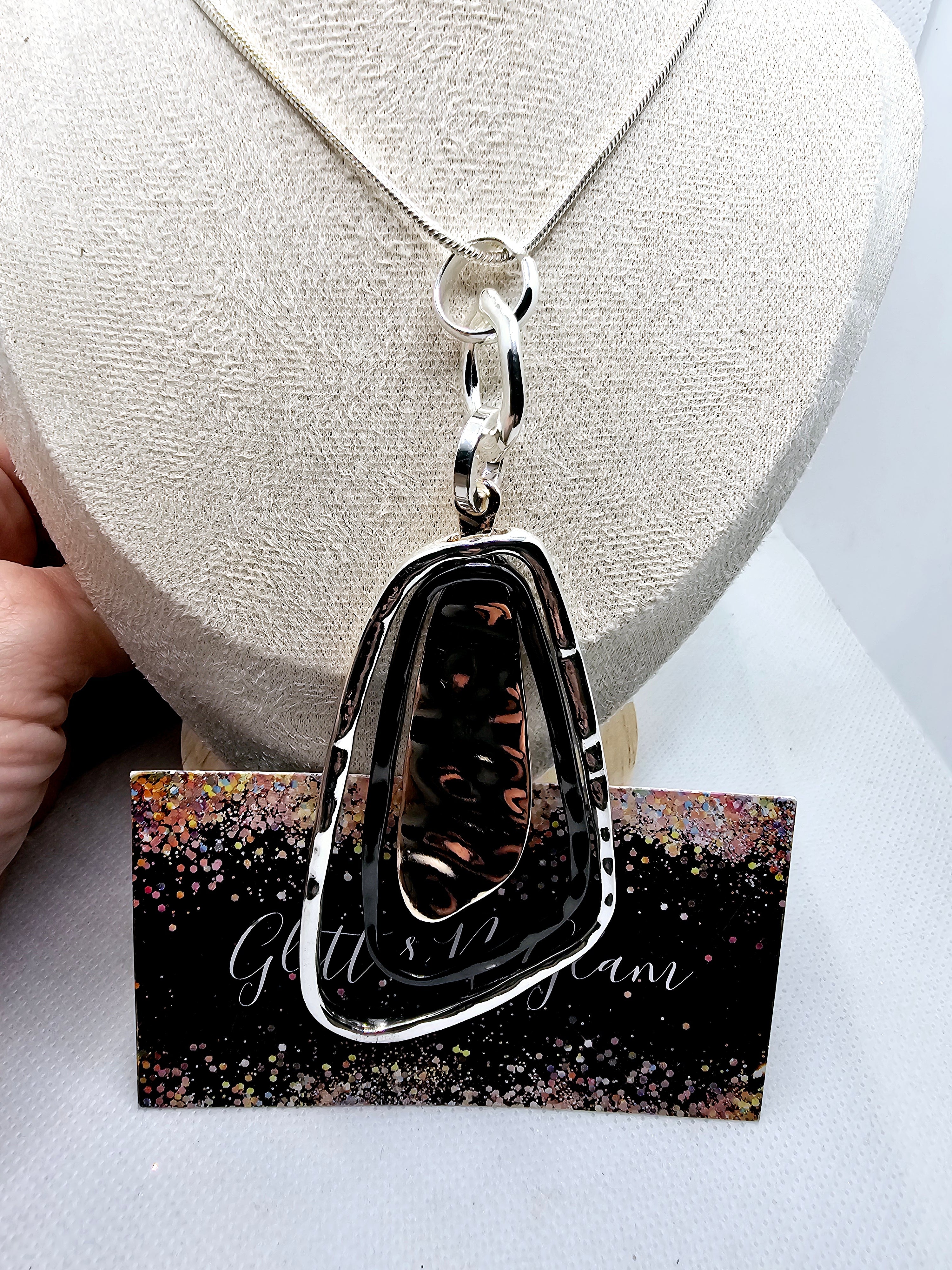 2416 Silver, Gunmetal and Rosegold Long Sweater Necklace