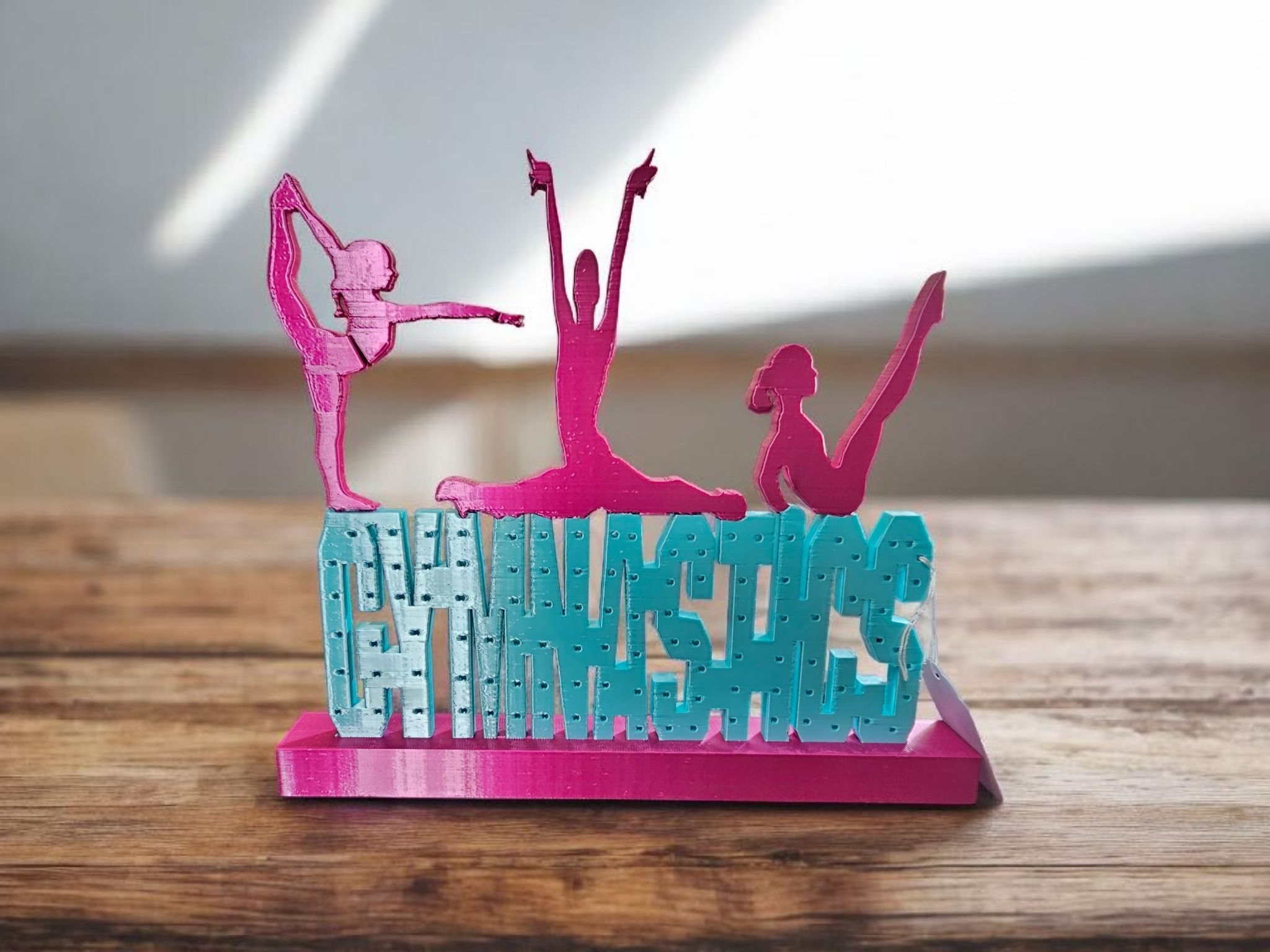 3D Pink and Teal Gymnastics Earring Holder