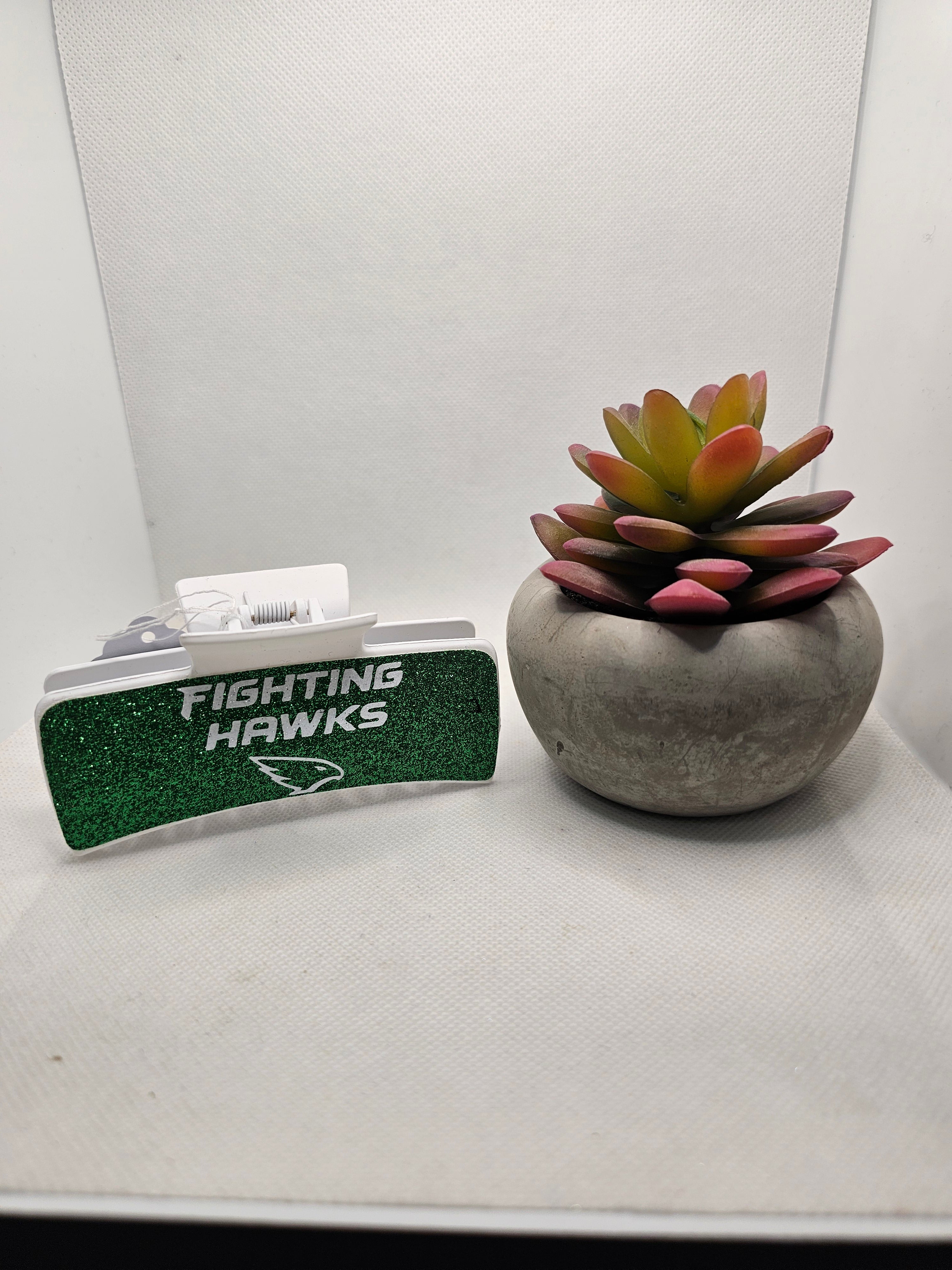 2670 Fighting Hawks Leather Hair Clip