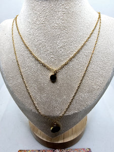 2567 Gold w/Black Pendant Double Necklace