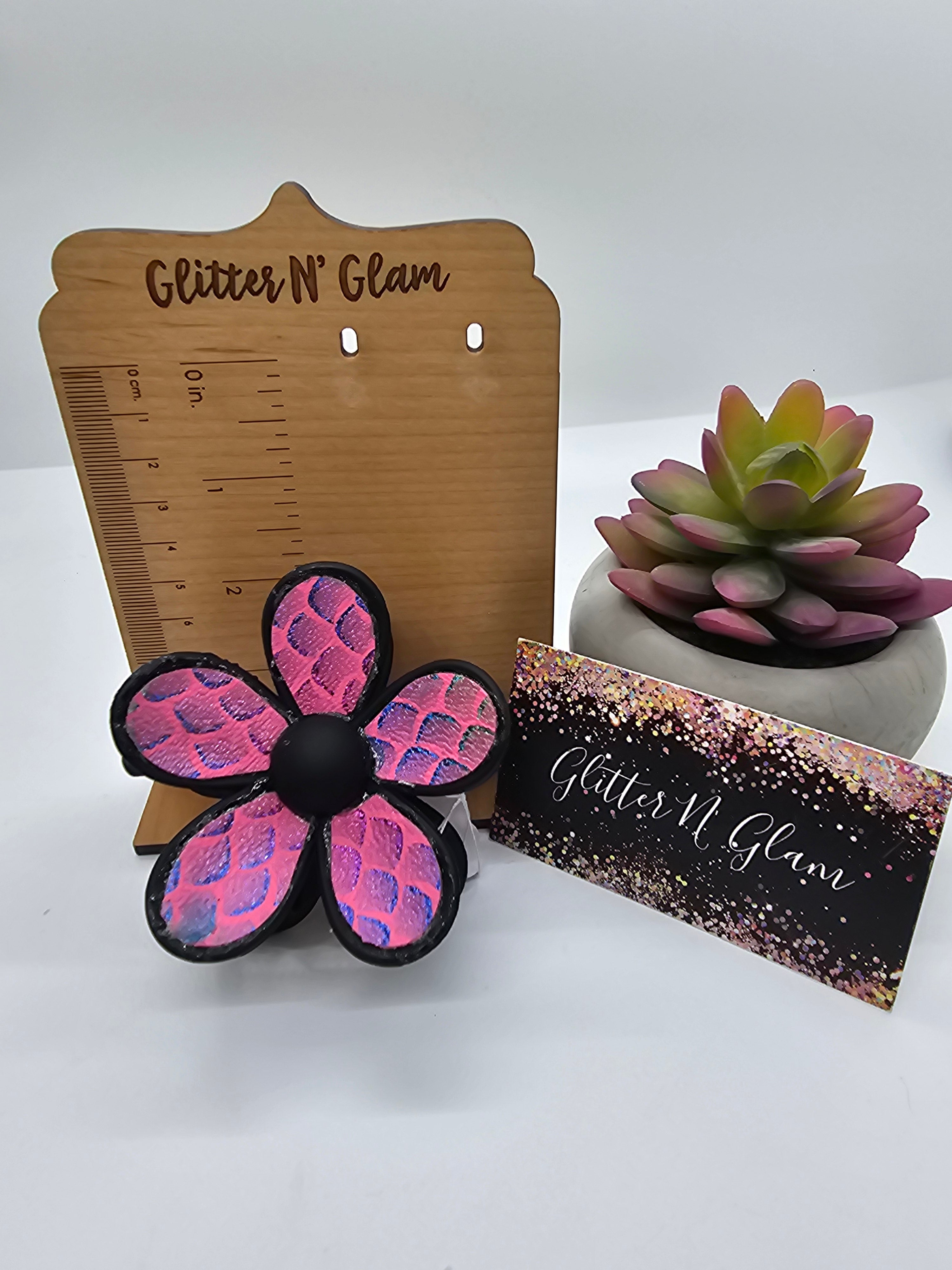 2639 Black Mermaid Scales Leather Hair Claw Clip