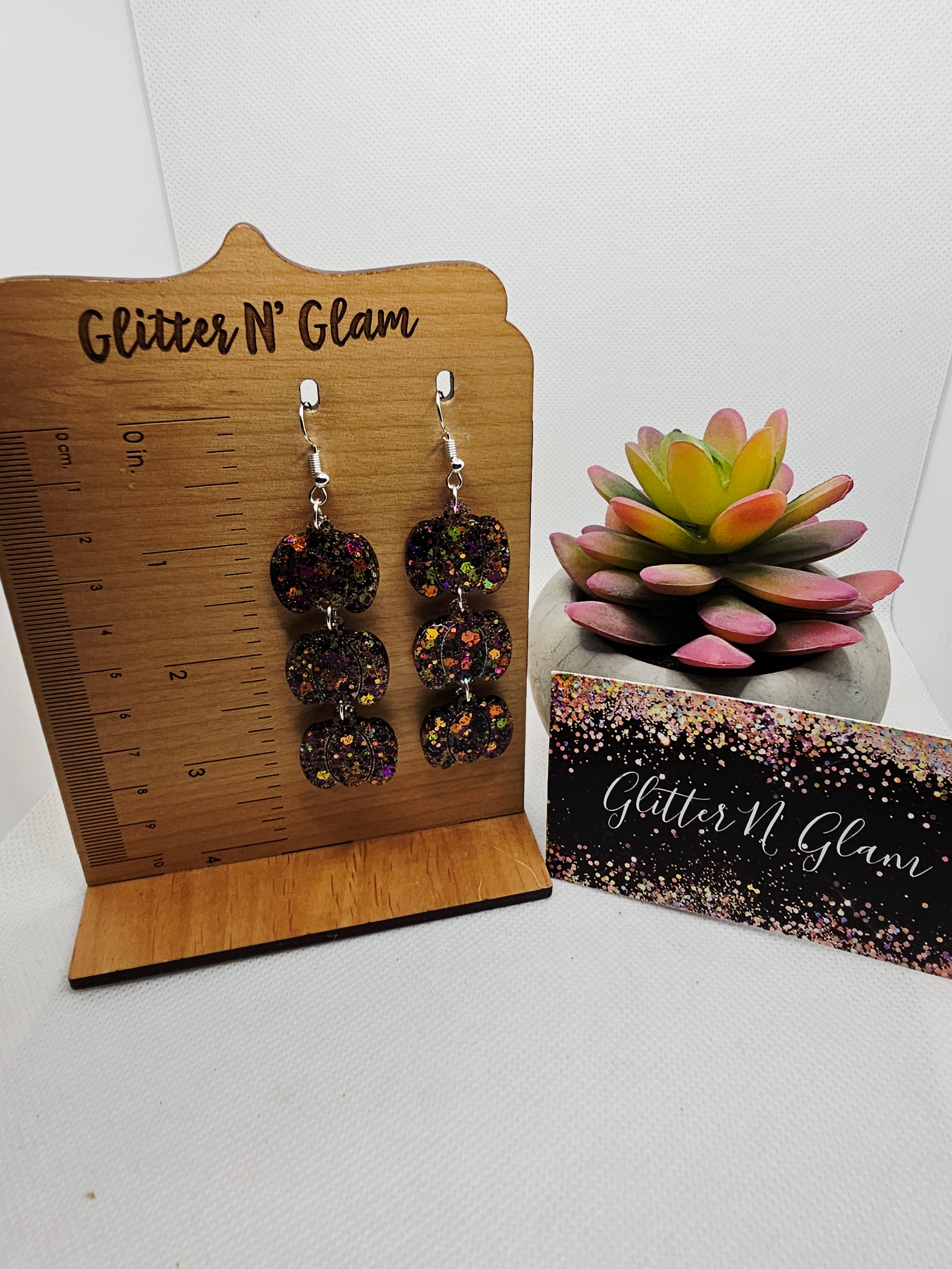 2689 Multicolored Pumpkin Dangle Earrings