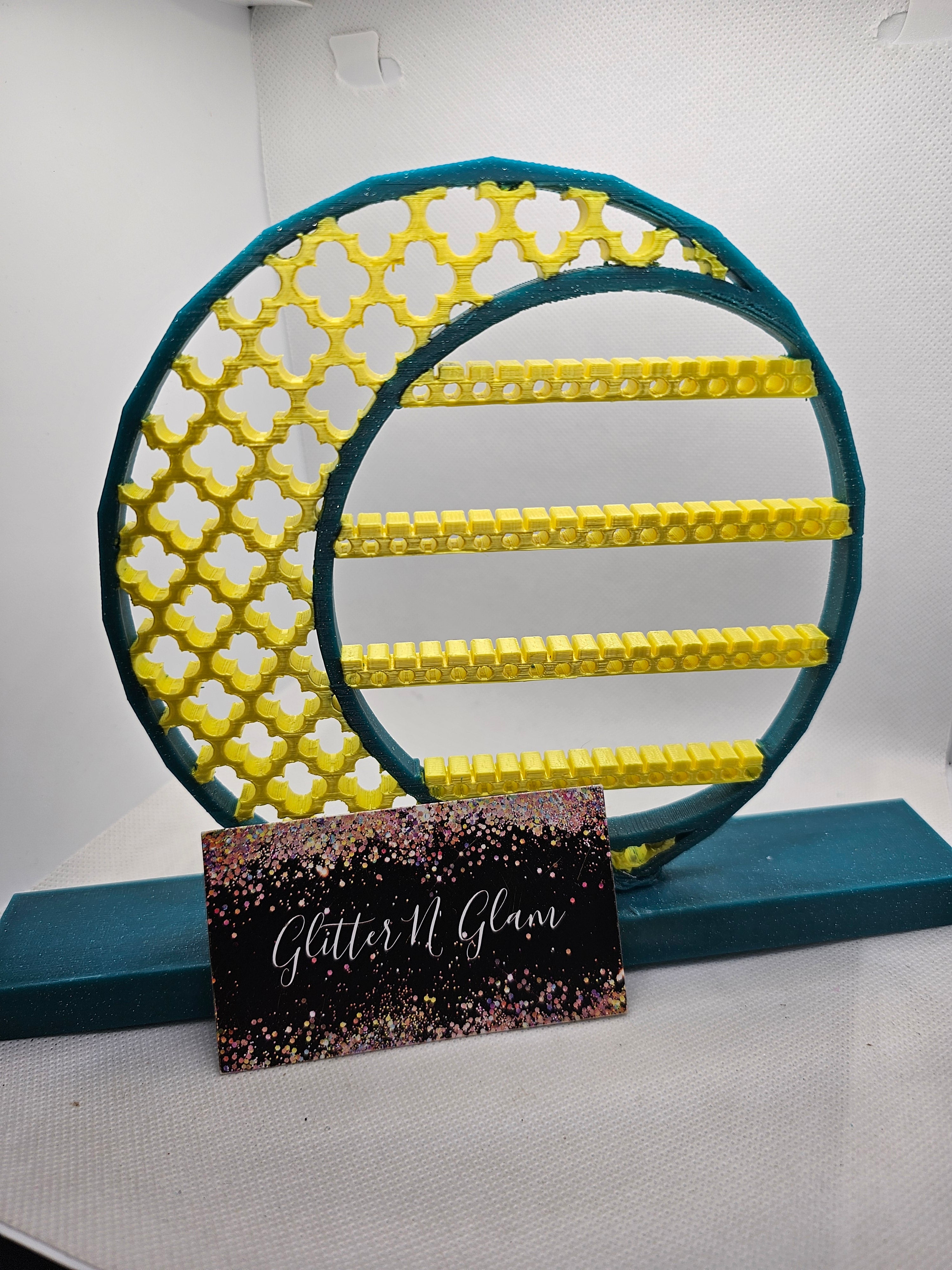 3D Teal/Yellow Moon Earring Holder