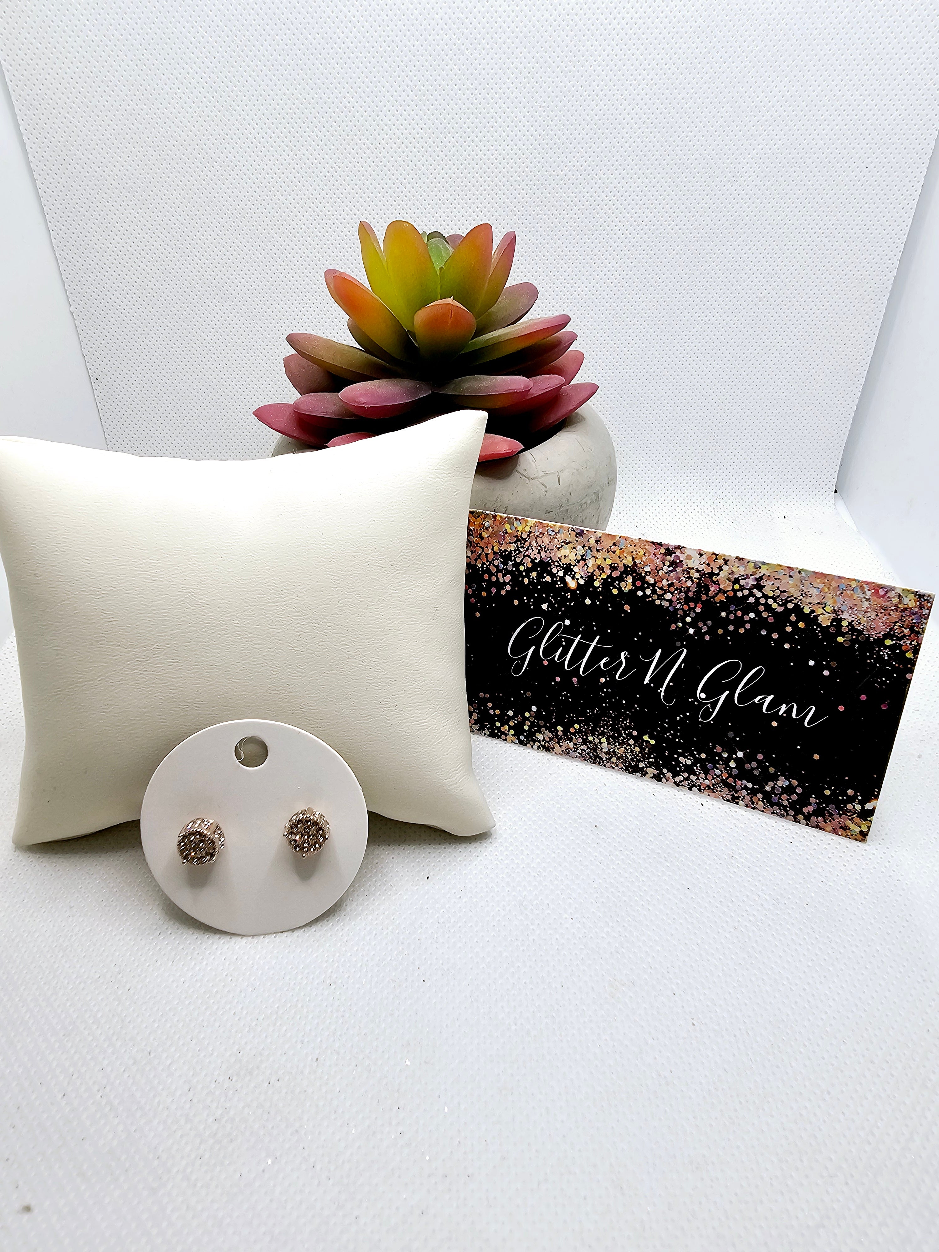 2592 Rosegold Bling Stud Earrings