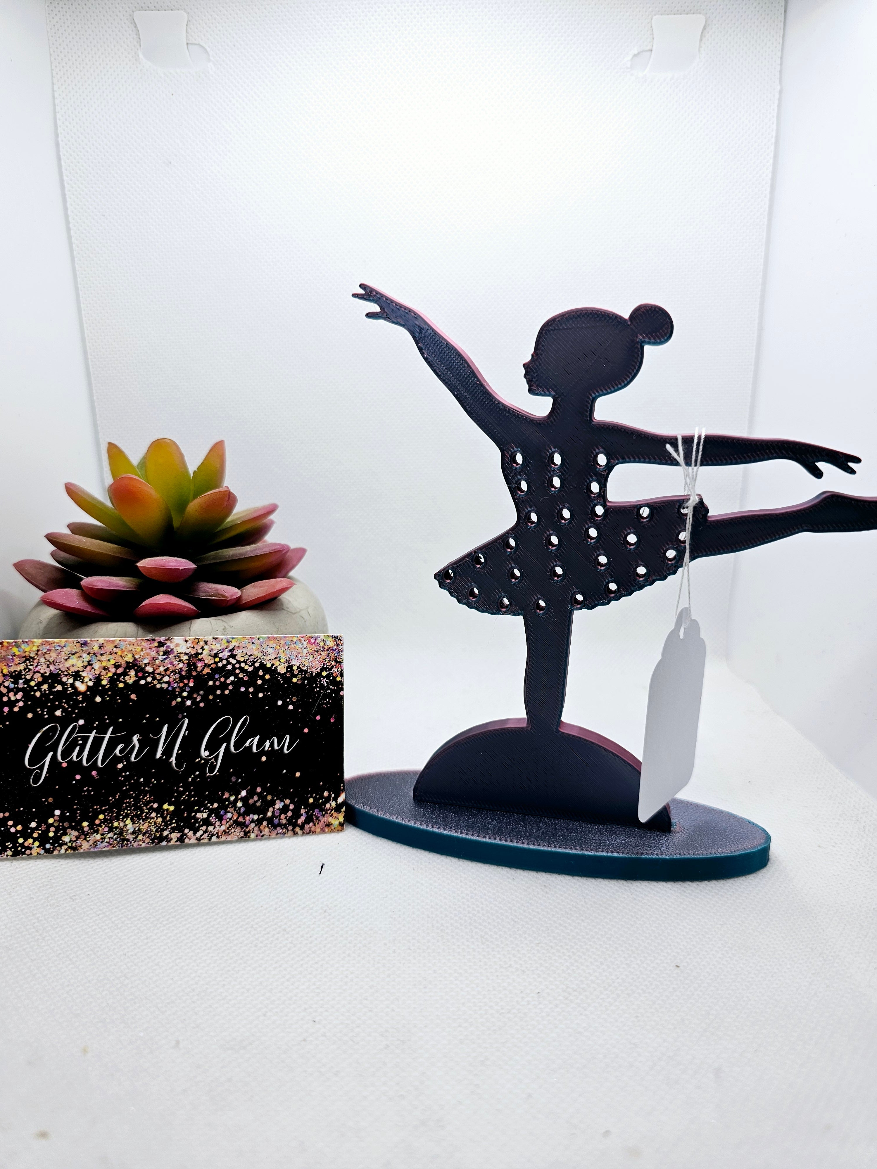 3D Purple and Teal Ballerina Earring Holder