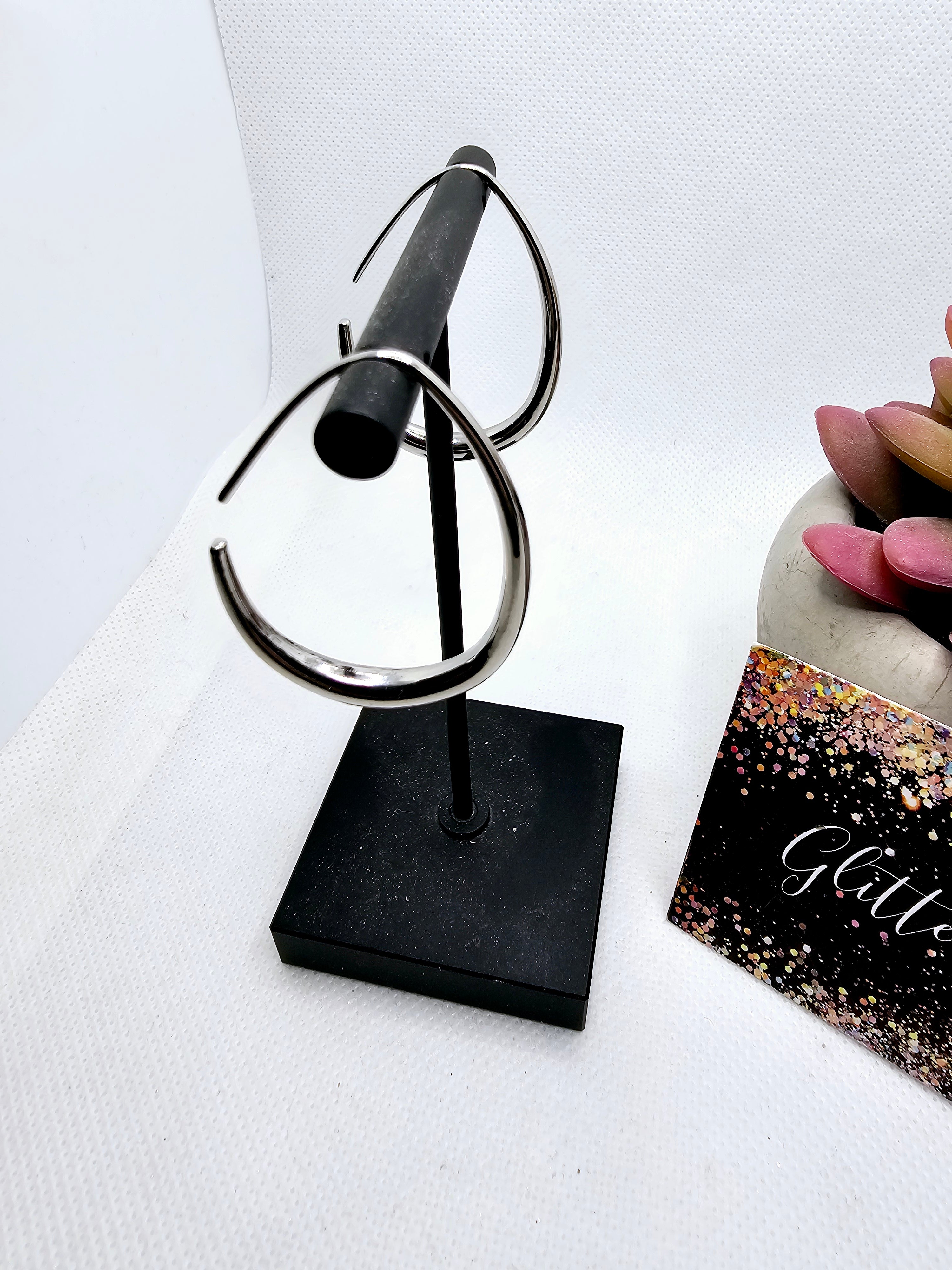 2554 Silver Half Moon Dangle Earrings