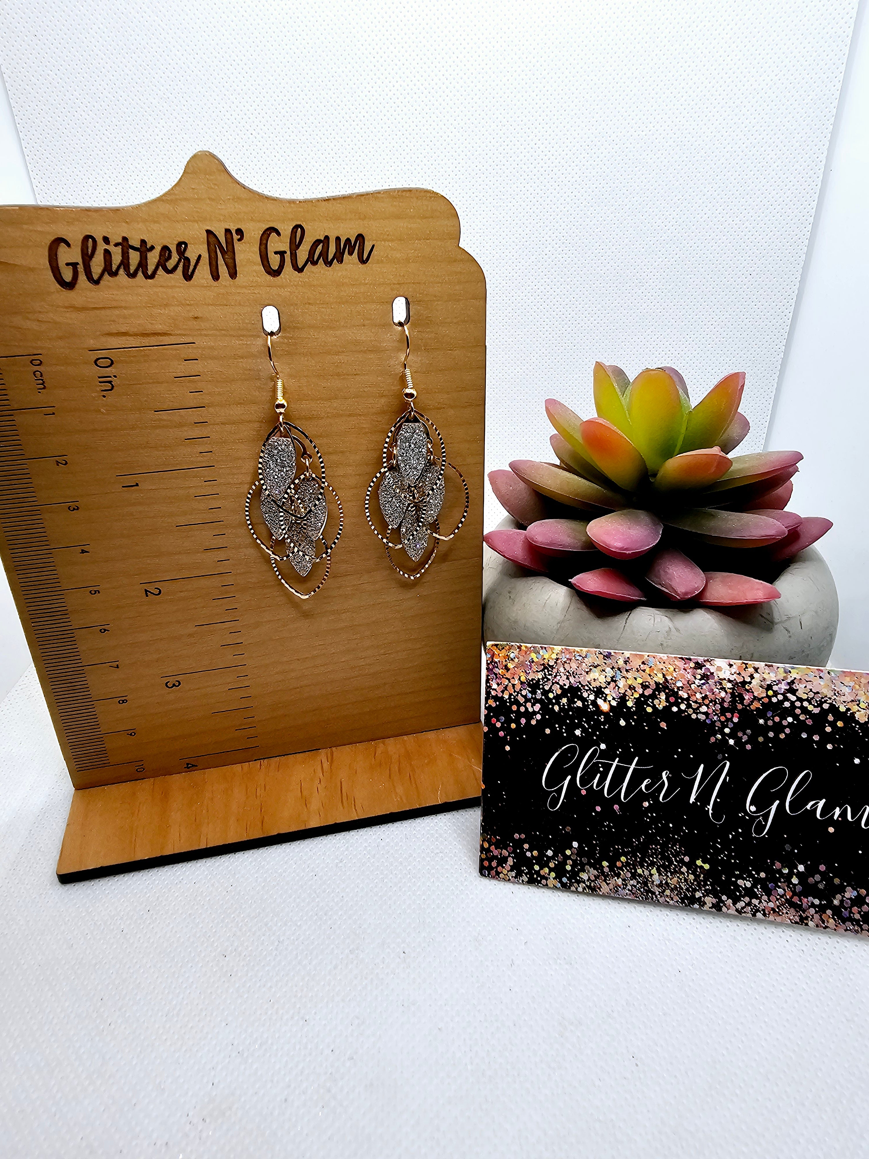 2989 Gold and Silver Dangle Earrings