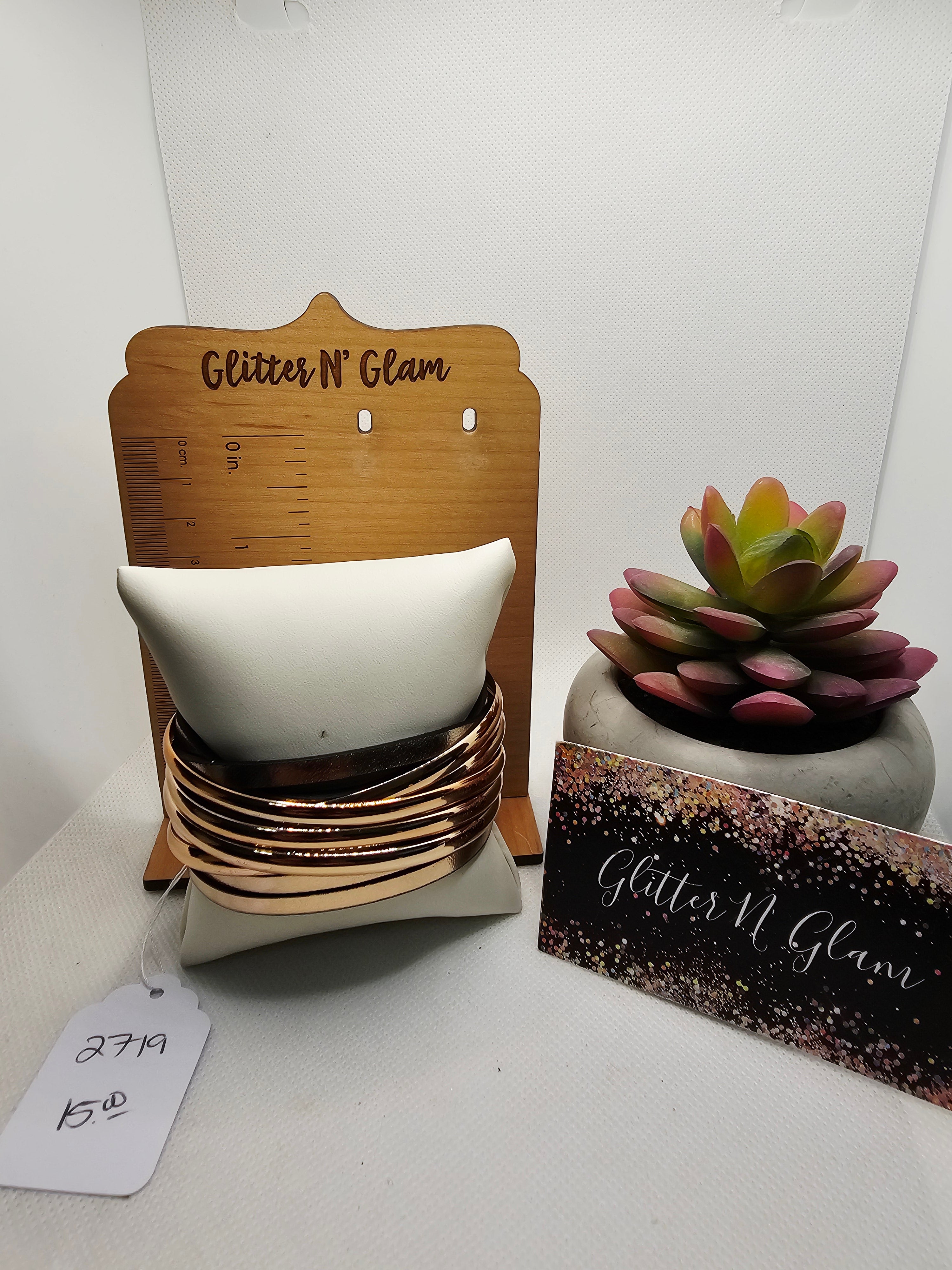 2719 RoseGold Leather Bracelet with magnetic closure