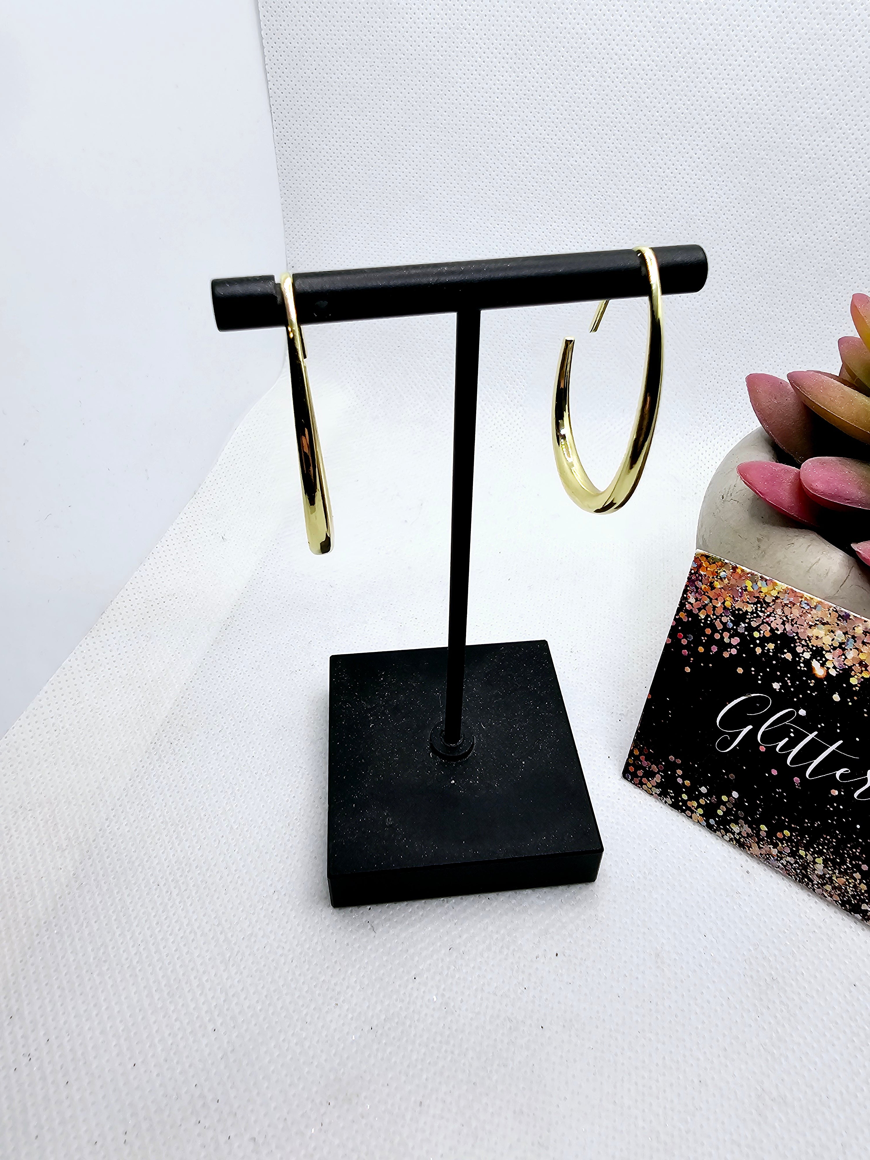 2555 Gold Half Moon Dangle Earrings