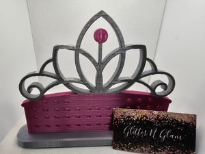 3D Pink/Silver Tiara Earring Holder