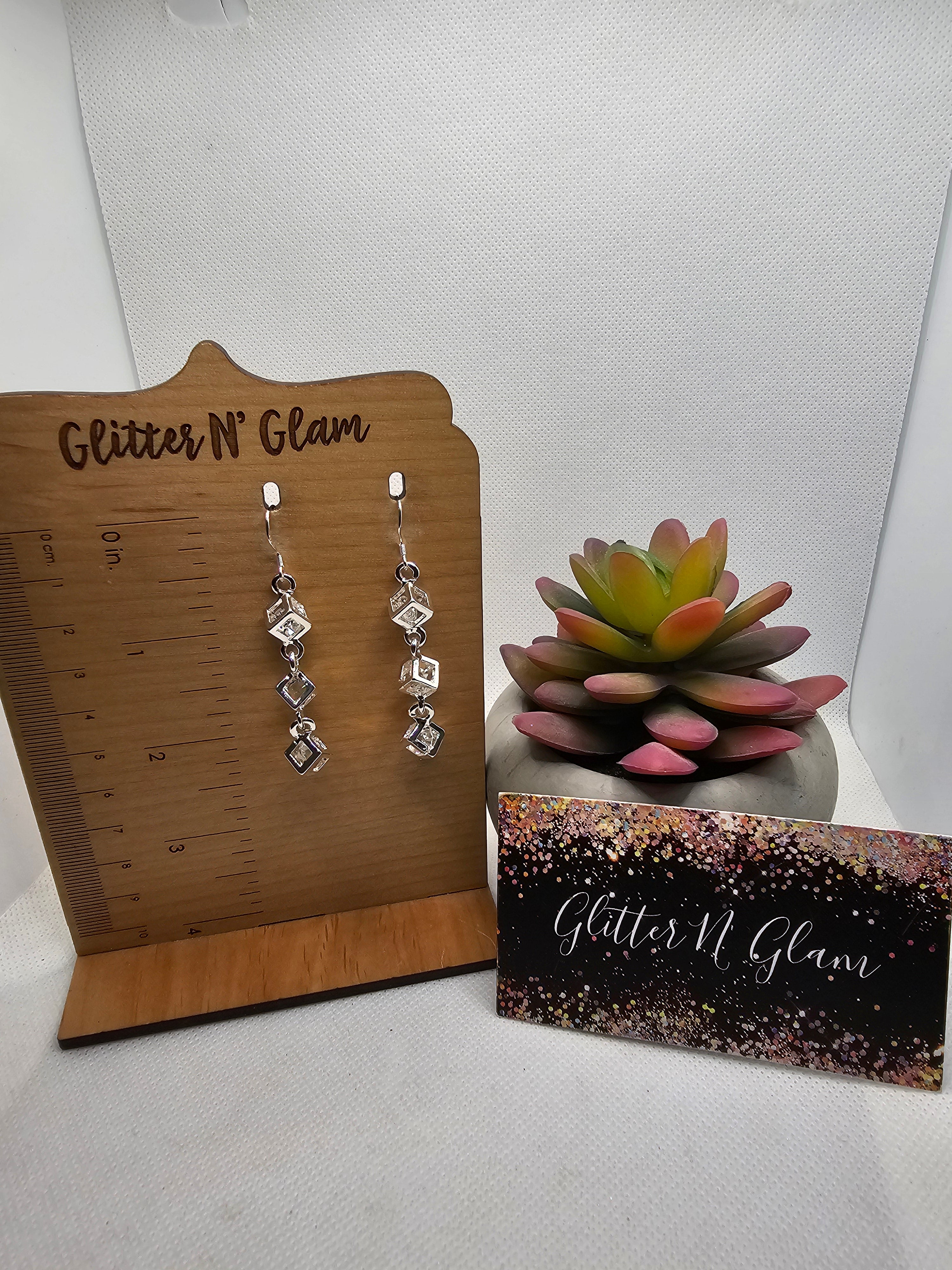 2660 Crystal Cube Dangle Earrings