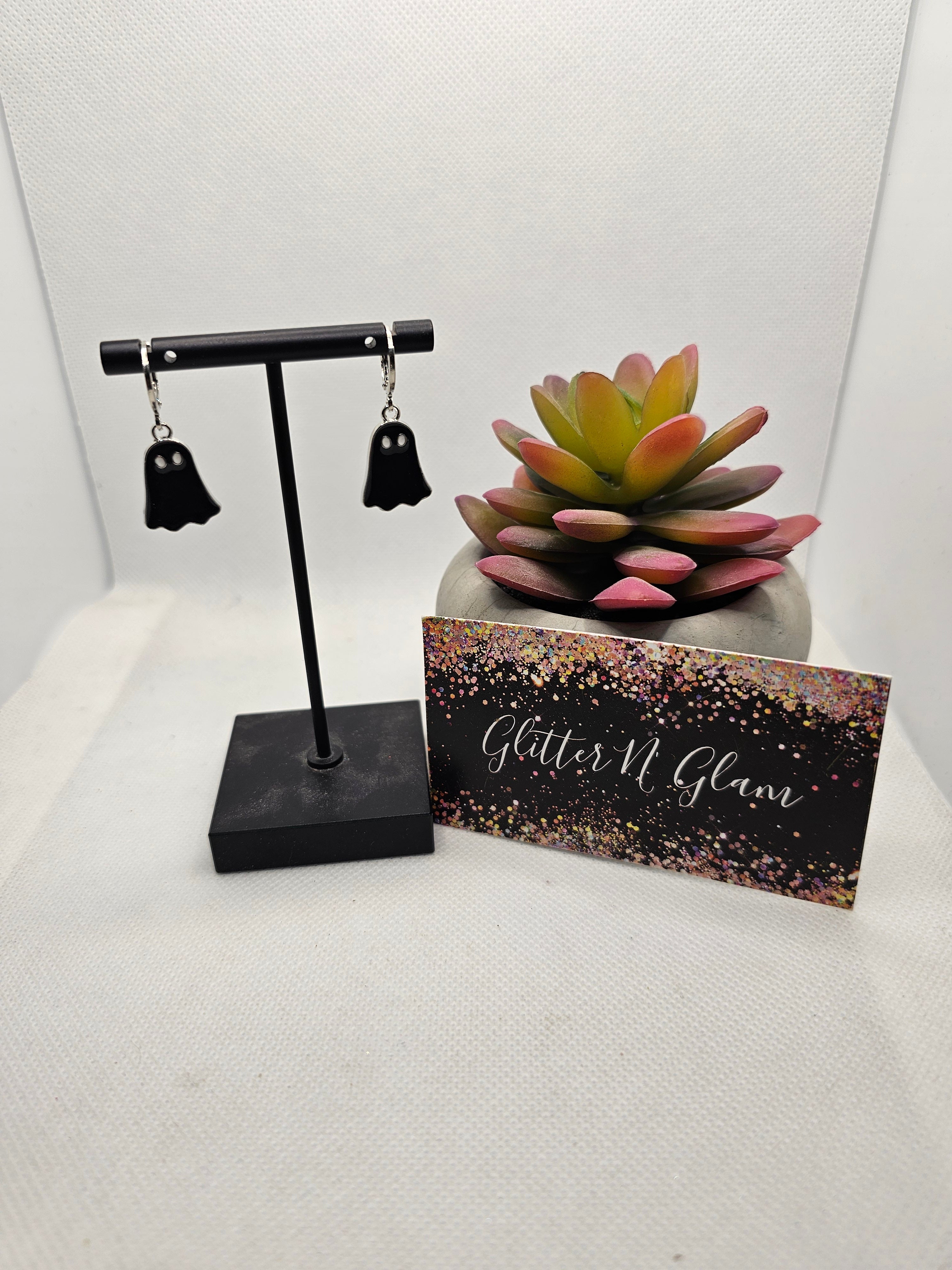 2692 Black Ghost Dangle Earrings