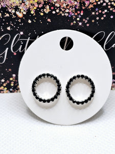 2524 Black Circle Stud Earrings