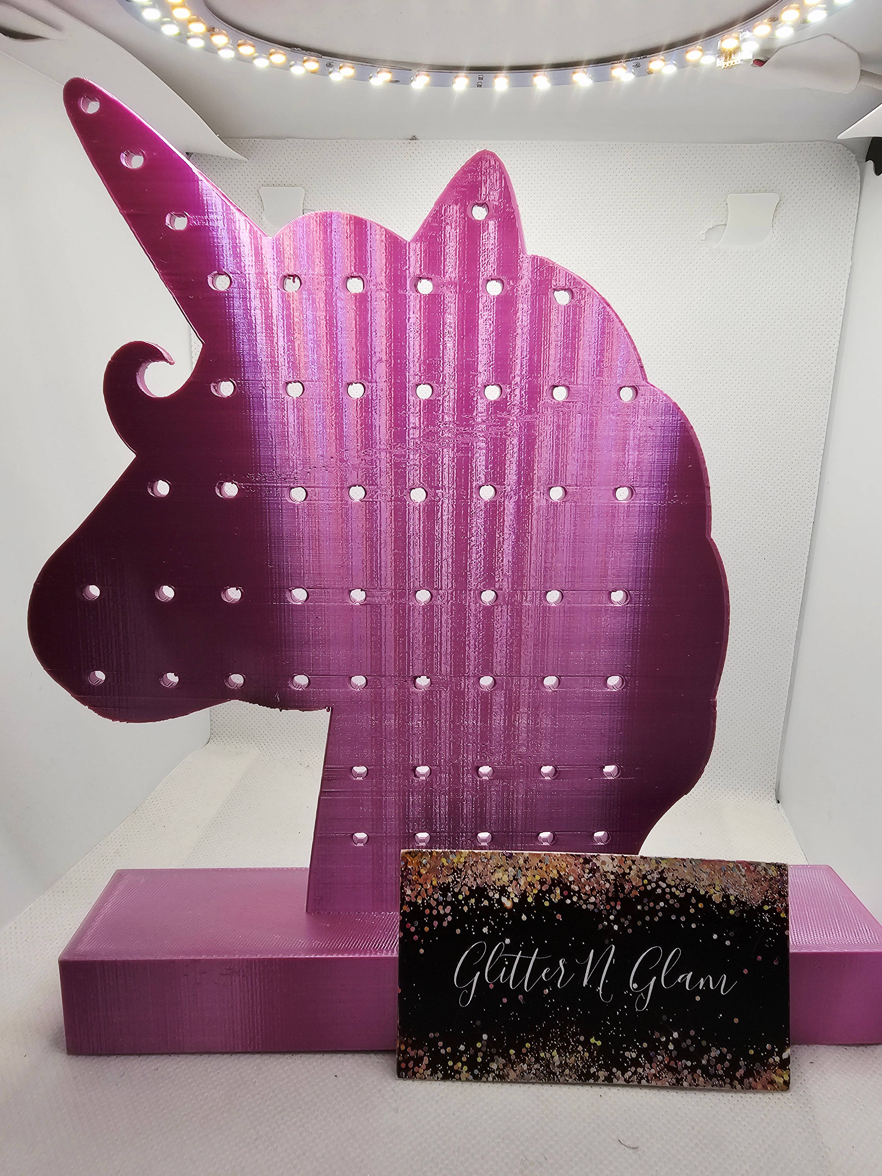 3D Pink Unicorn Head Earring Holder
