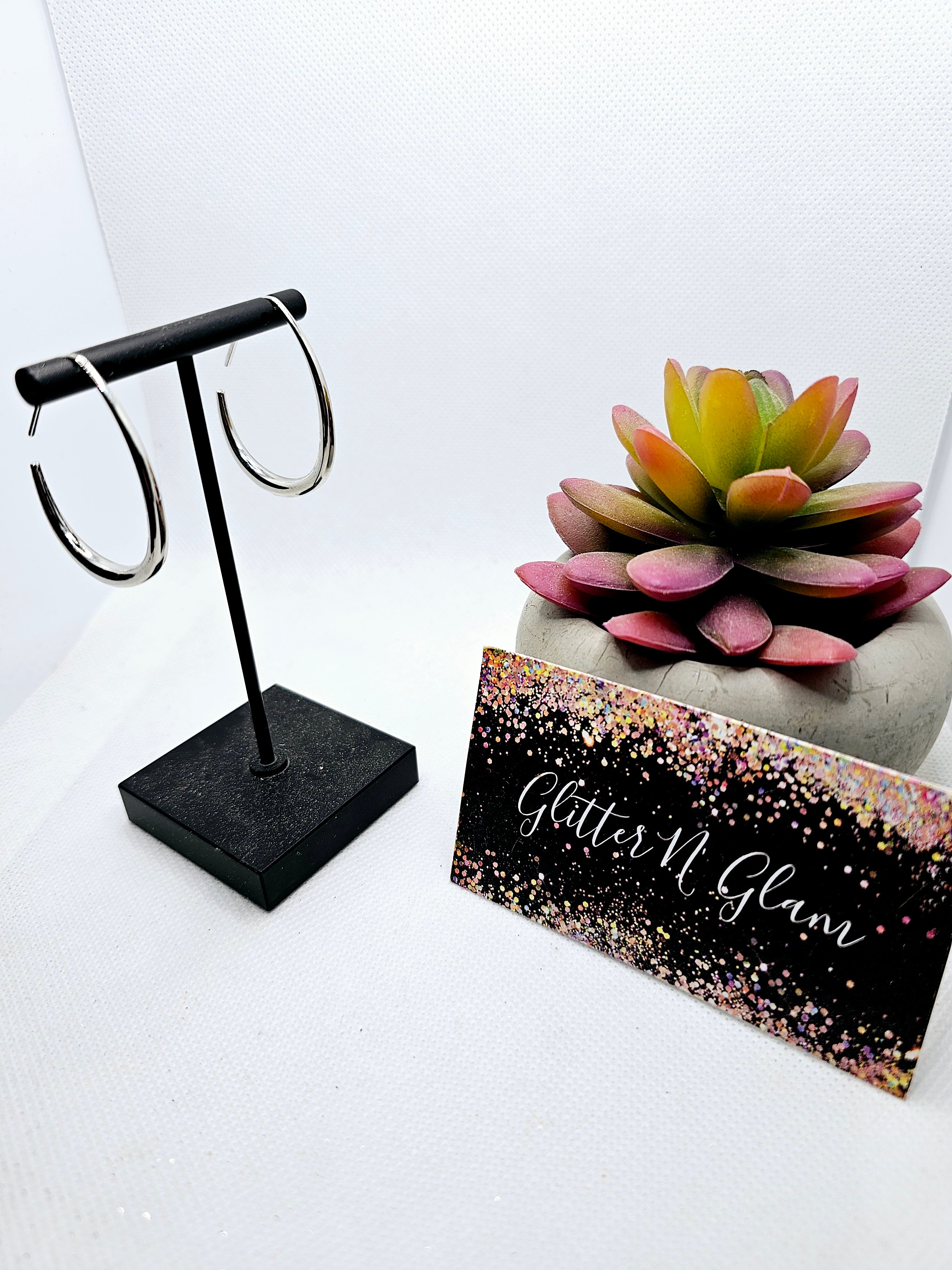 2554 Silver Half Moon Dangle Earrings