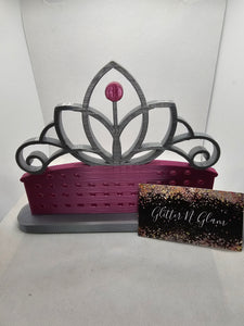 3D Pink/Silver Tiara Earring Holder