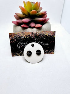 2542 Black Stud Earrings with Bling Across the Middle