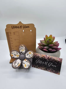 2616 Gray Floral Flower Leather Hair Claw Clip