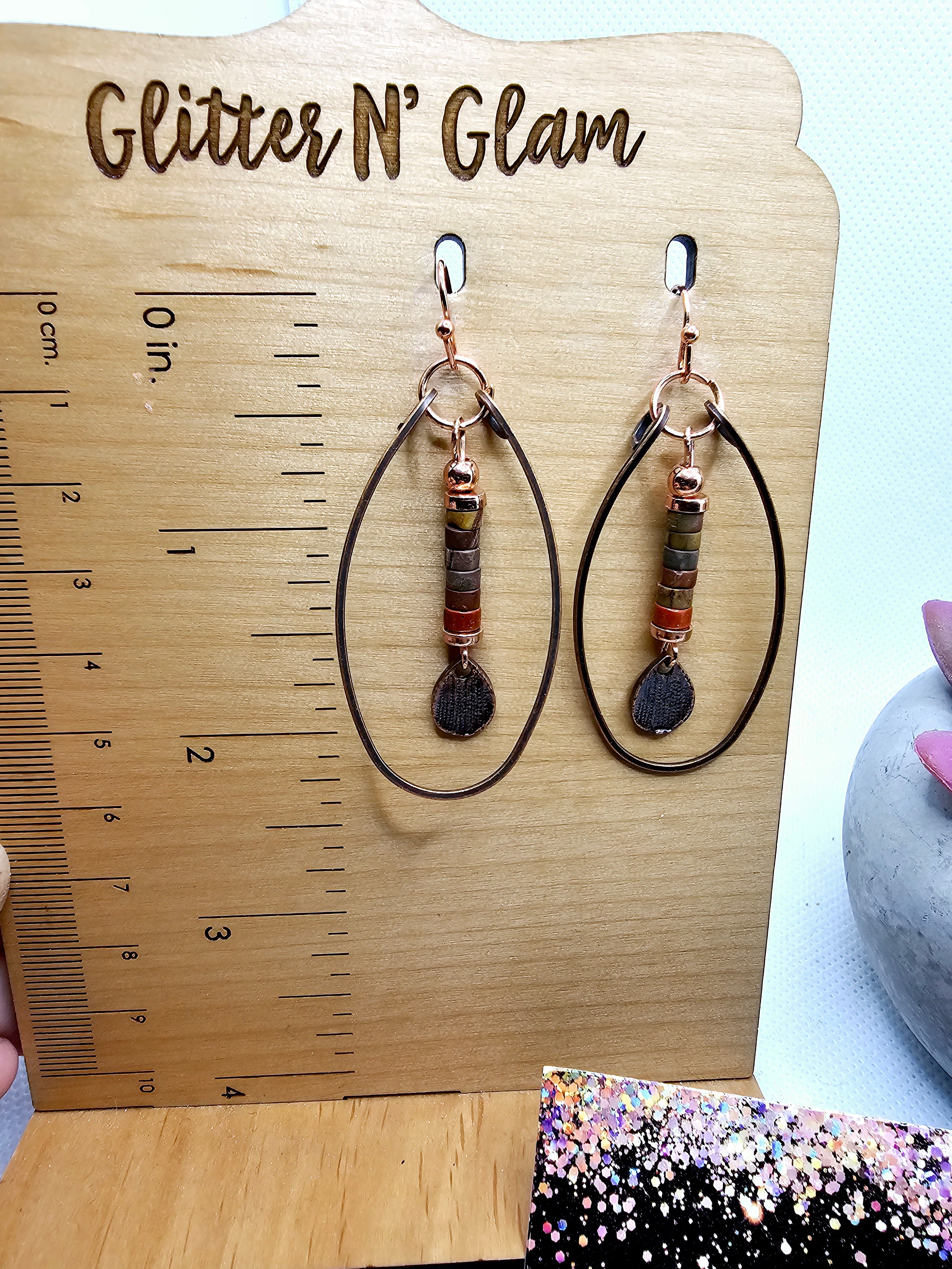 2553 Boho Rosegold with Beads Dangle Earrings