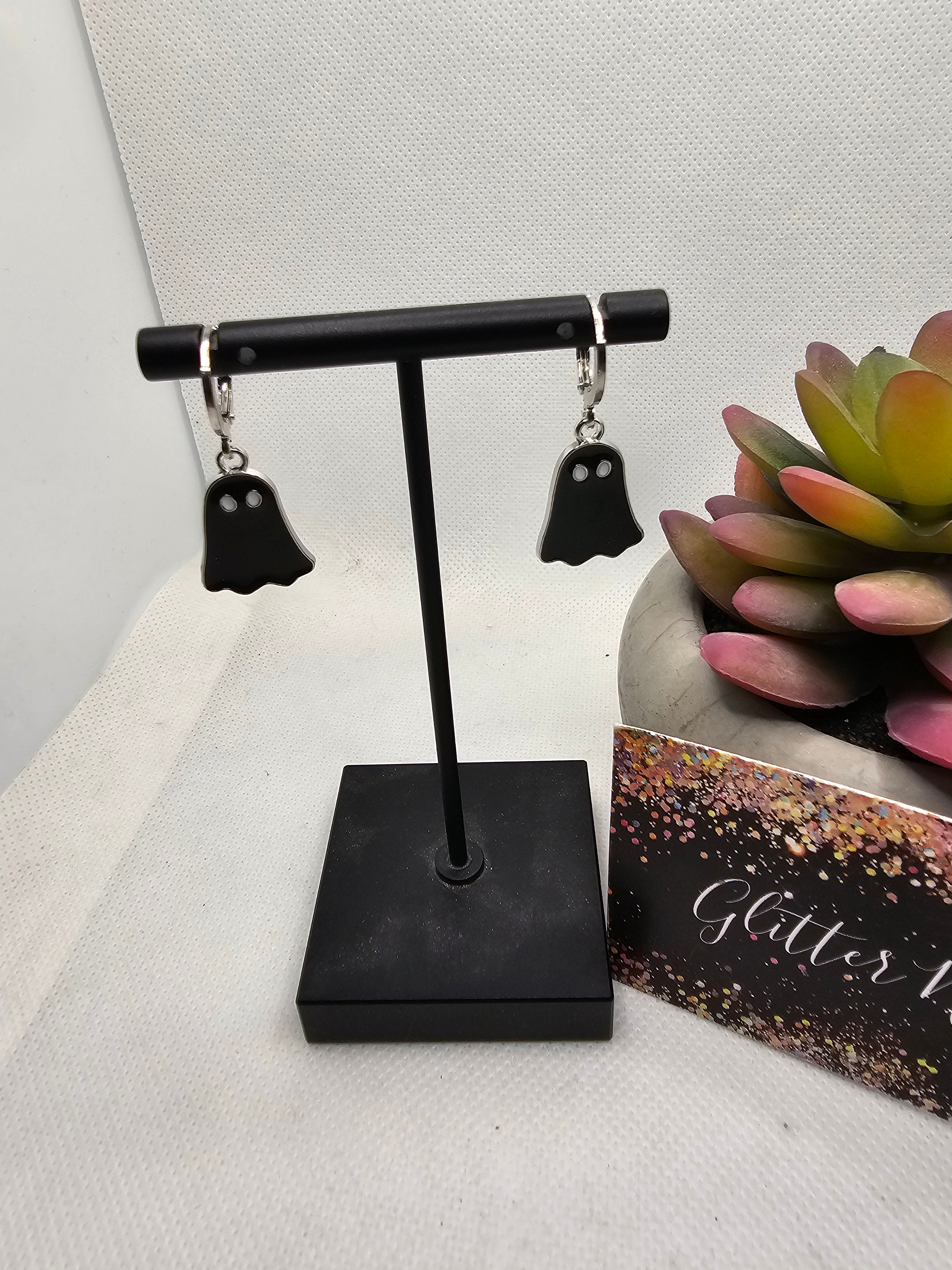 2692 Black Ghost Dangle Earrings