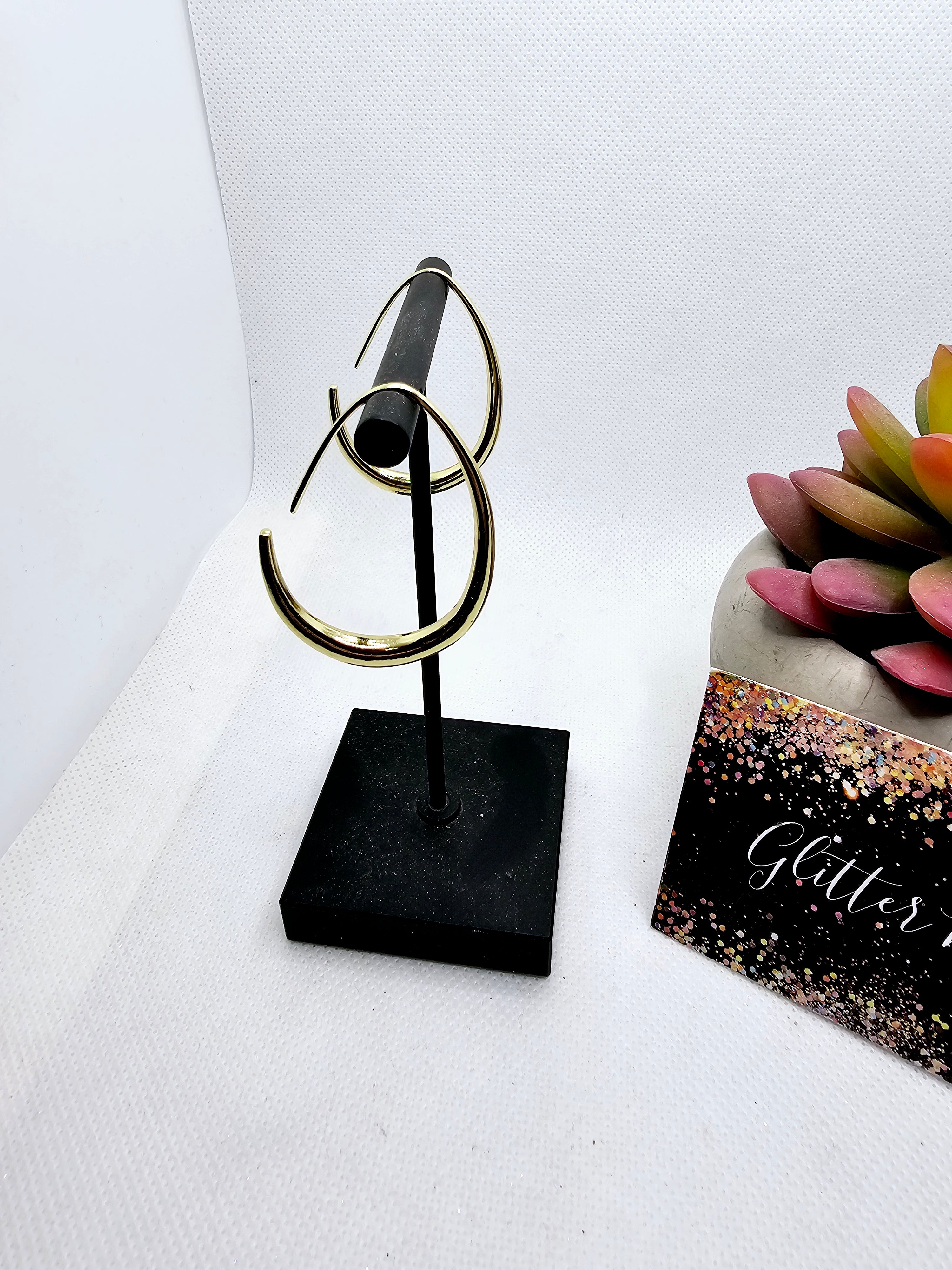 2555 Gold Half Moon Dangle Earrings