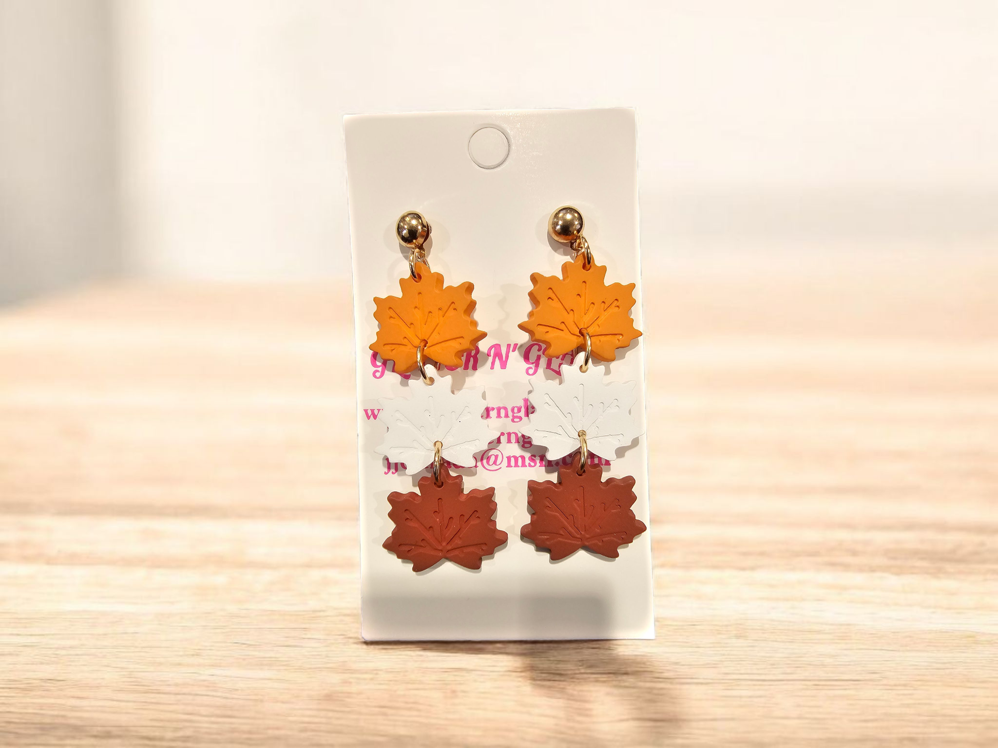 2756 Polymer Clay Leaves Dangle Earrings