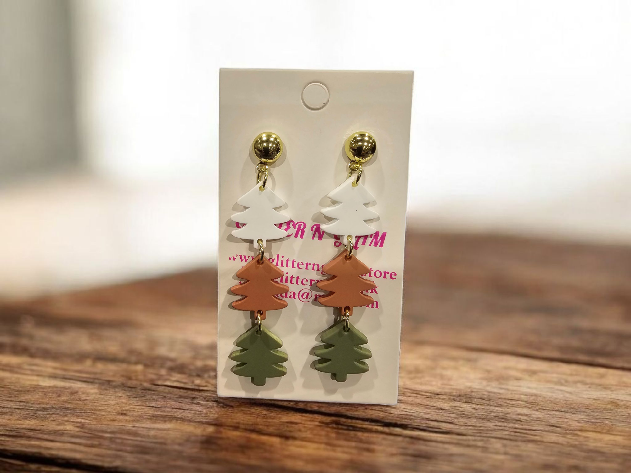 2789 Polymer Clay Christmas Trees Dangle Earrings