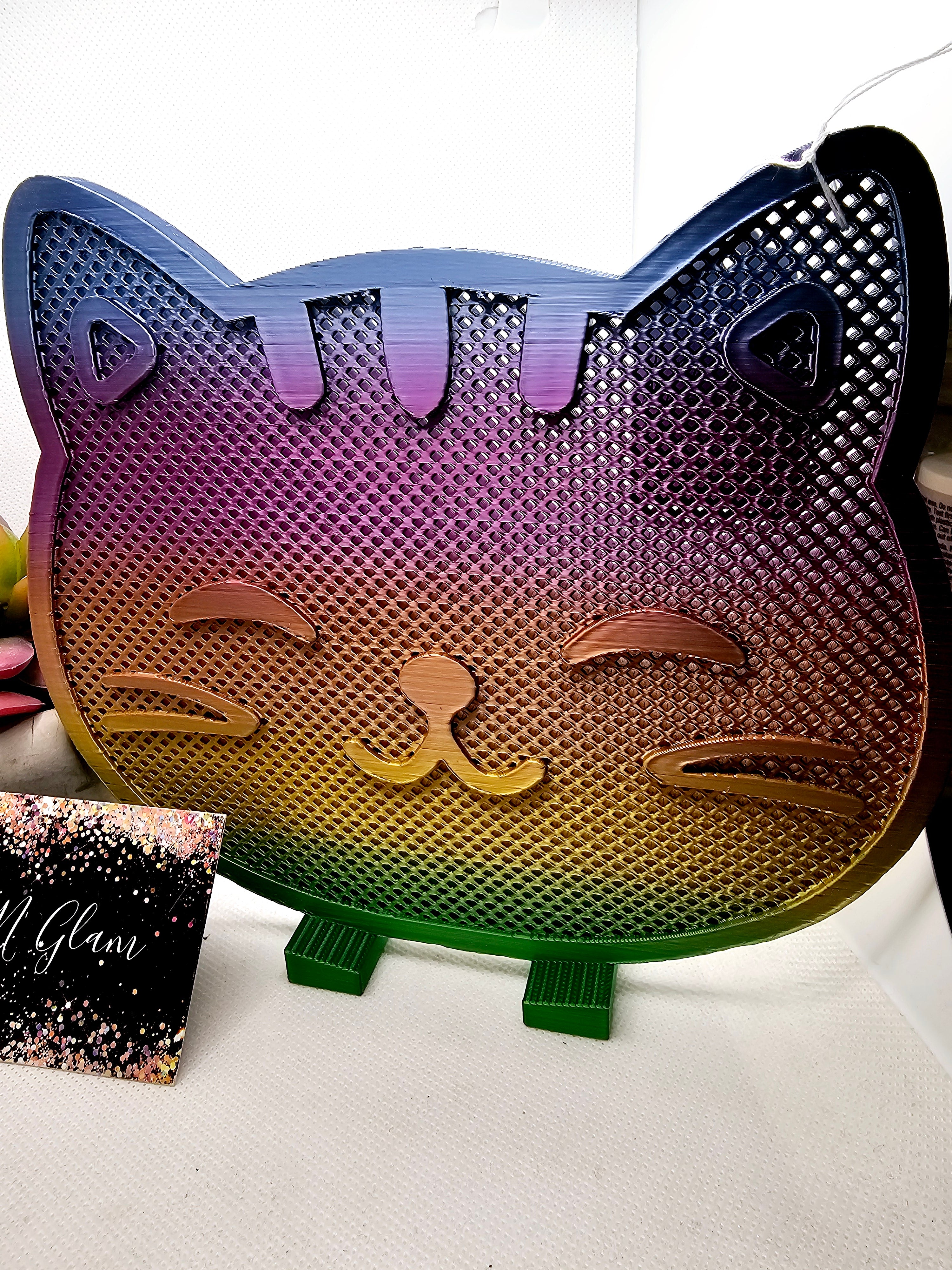 3D Rainbow Colored Kitty Earring Holder