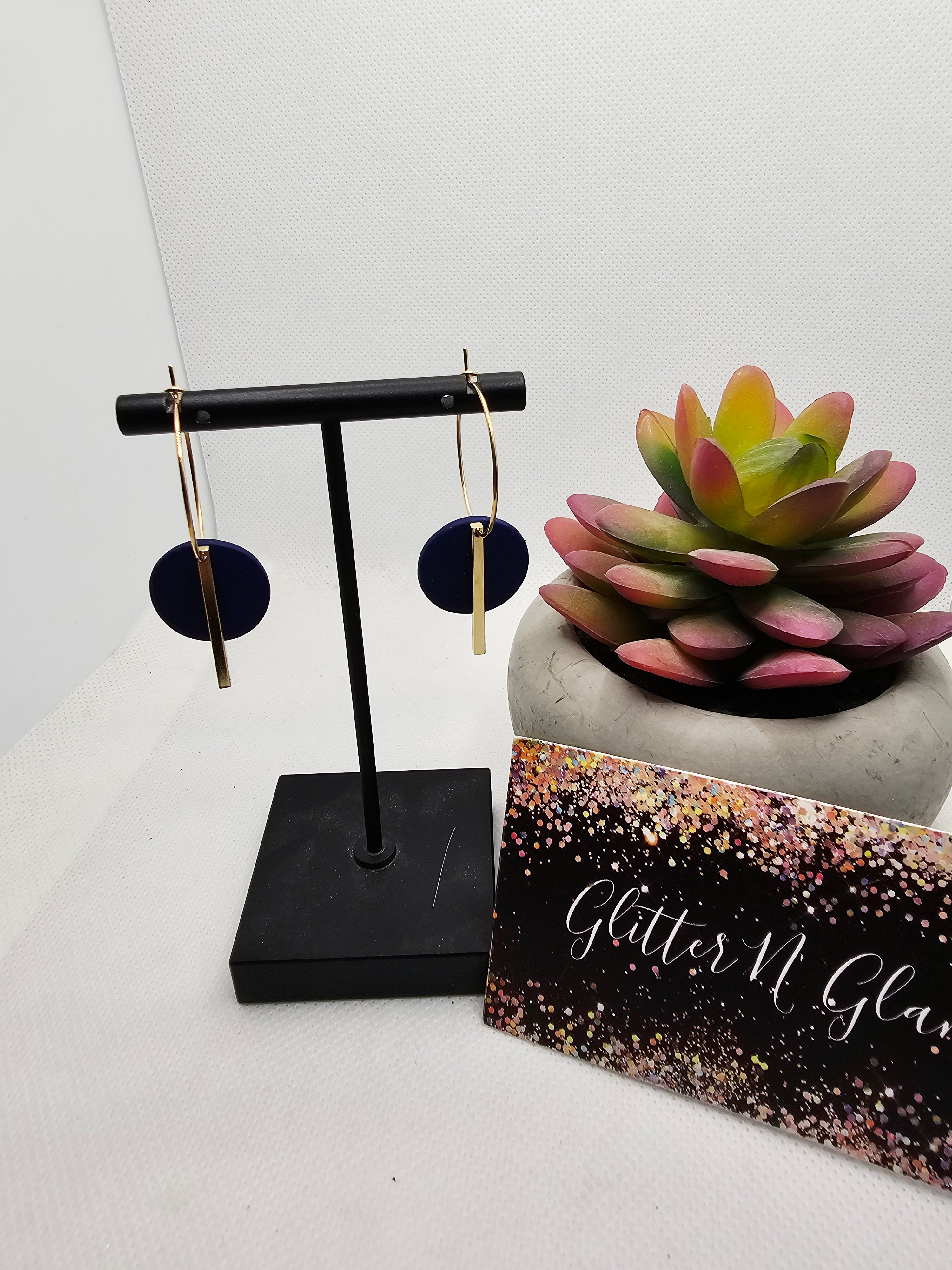 2705 Navy Clay Disc's with Gold Accents