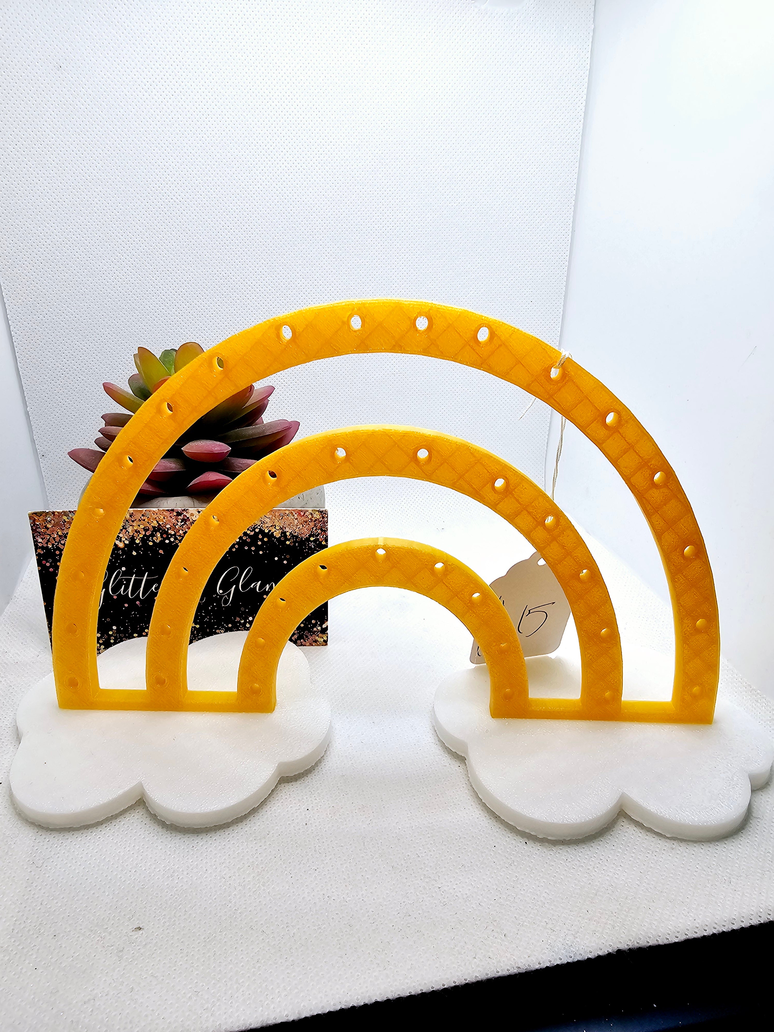3D Yellow and White Rainbow Earring Holder