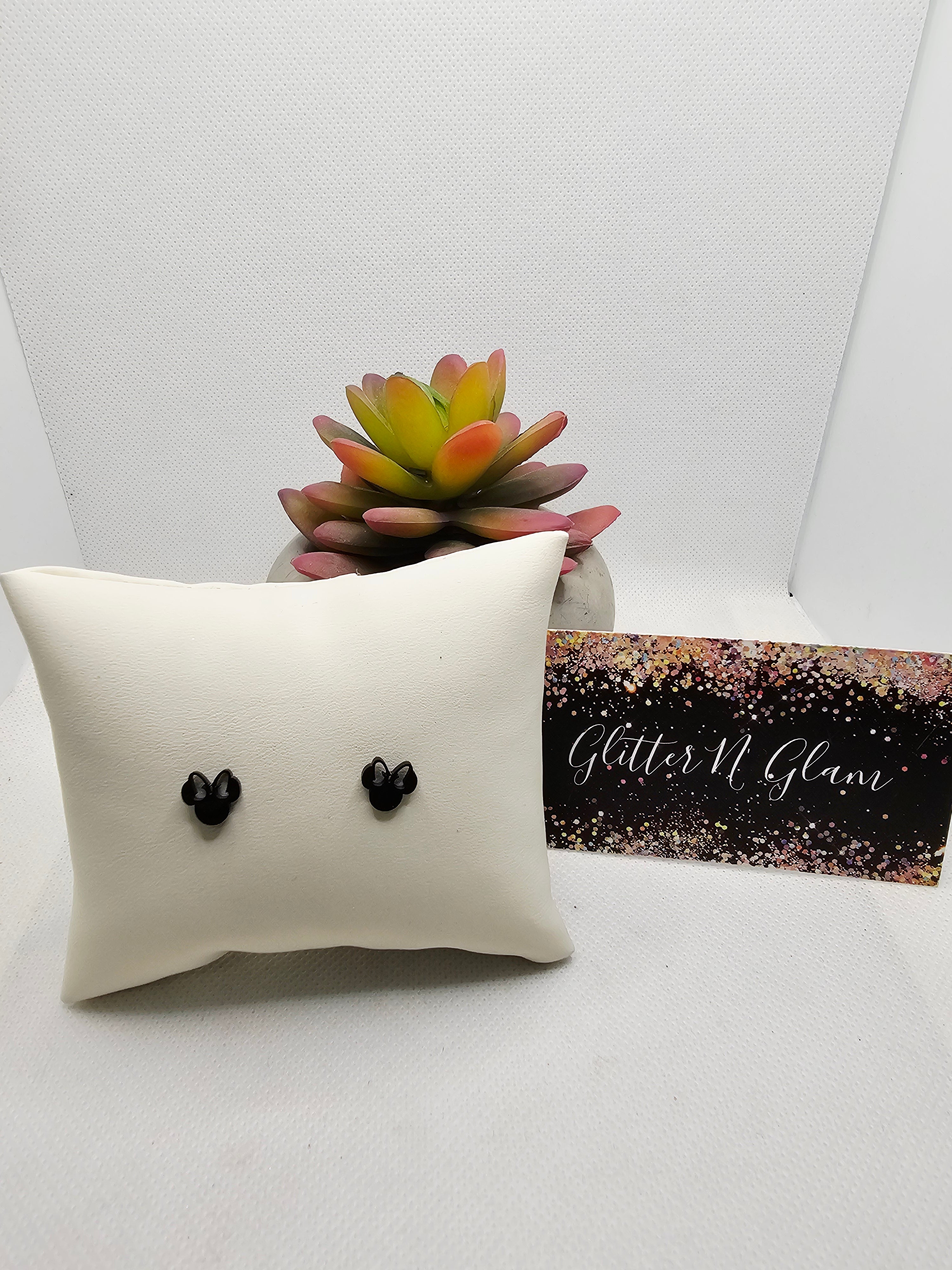 2659 Ms. Mouse Black Stud Earrings