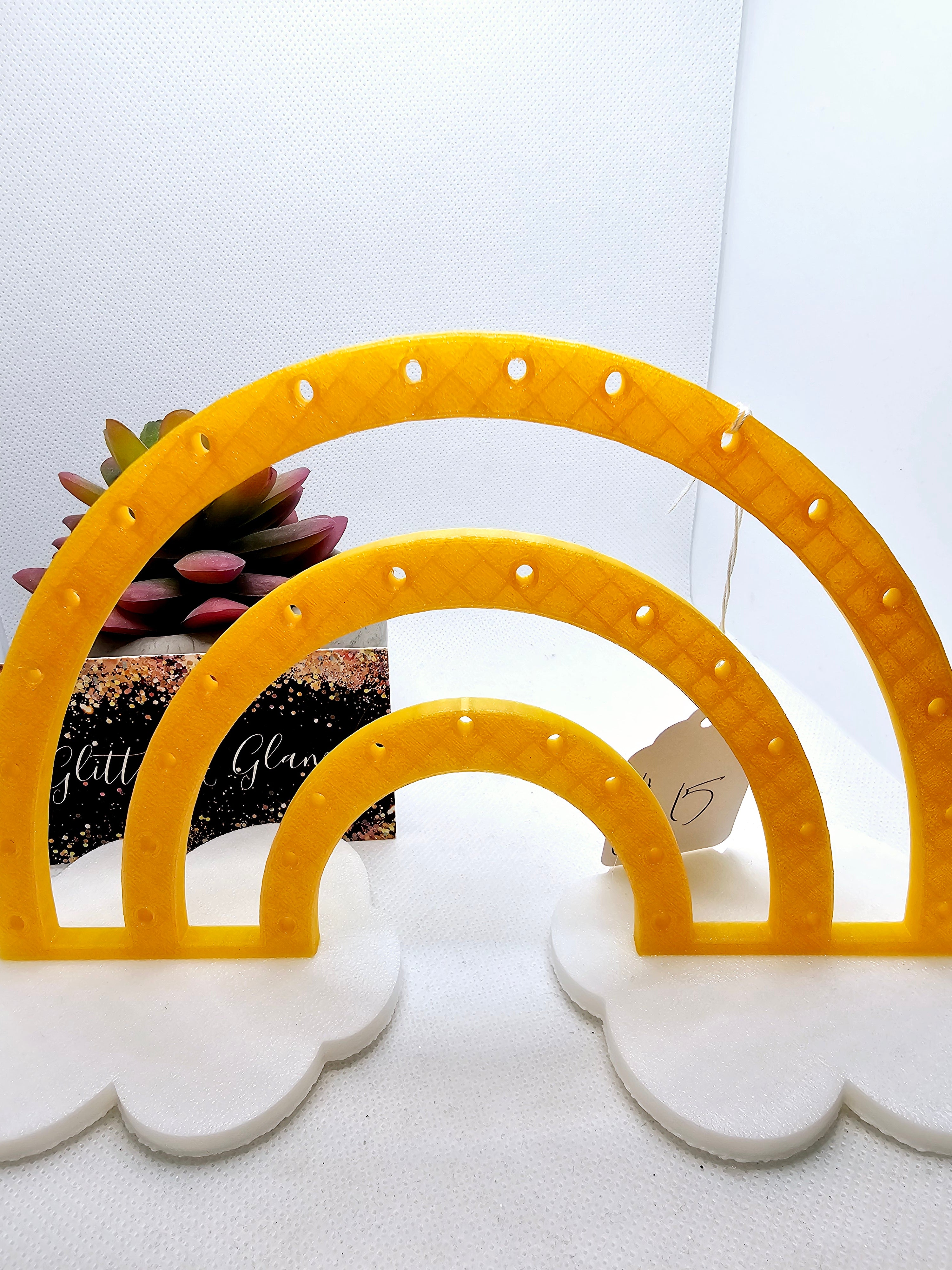3D Yellow and White Rainbow Earring Holder