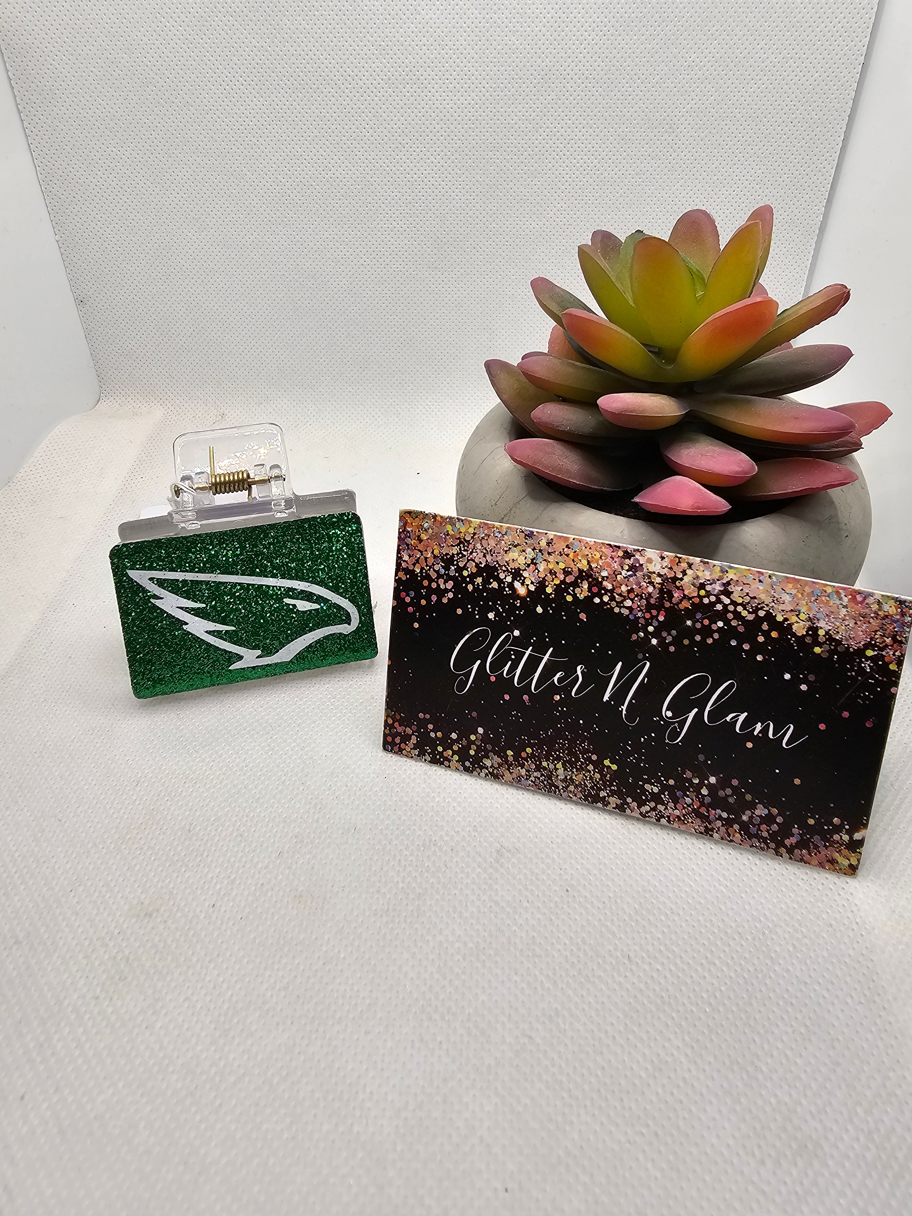 2671 Fighting Hawks Small Leather Hair Clip